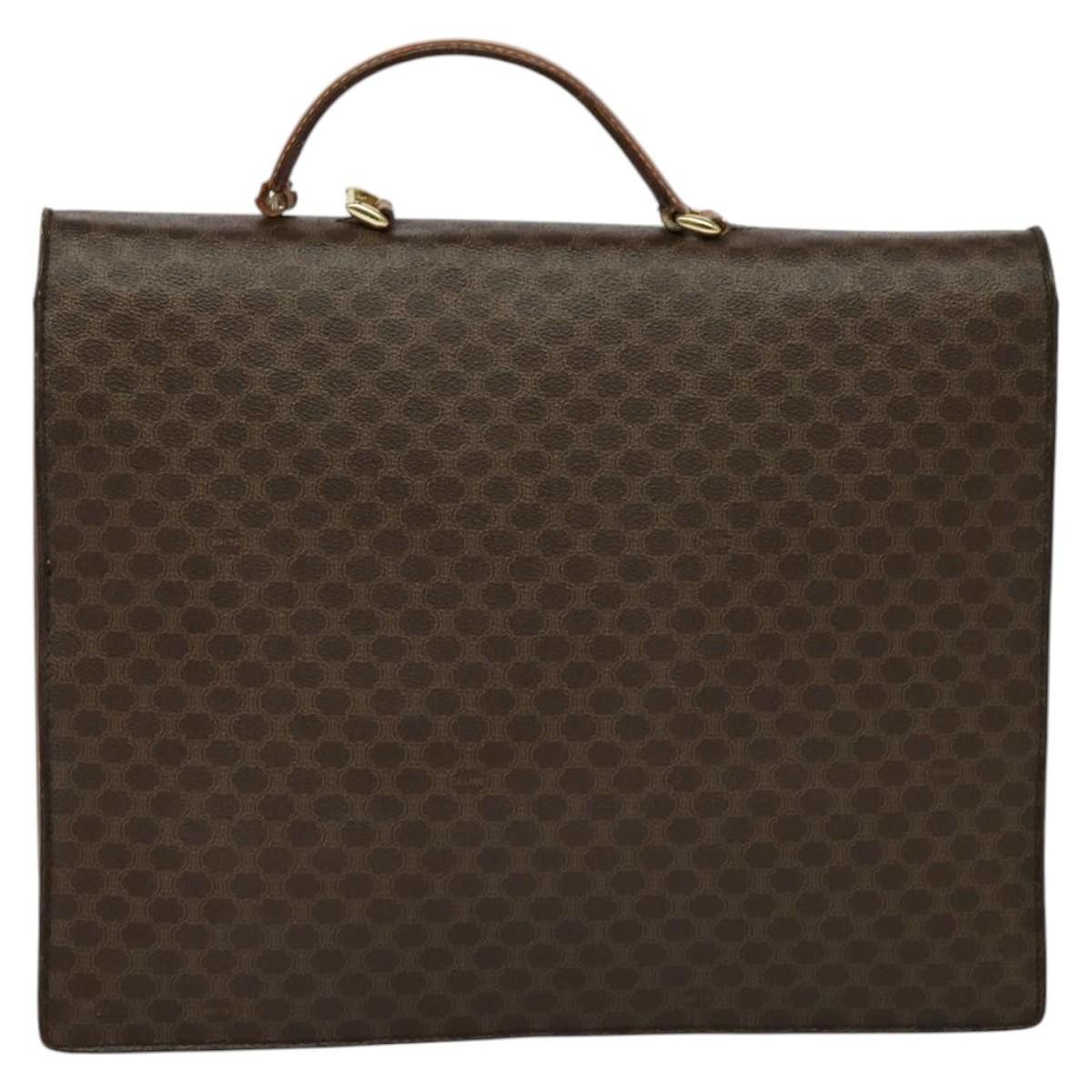 Celine CELINE Macadam Canvas Business Bag Pvc Leather Brown Gold Size ONE SIZE - 2 Thumbnail