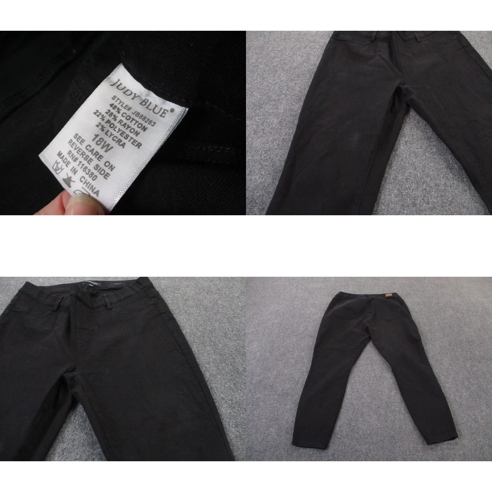 Vintage Judy Blue Jeggings Womens 18W Black Straight Skinny Stretch Preppy Casual Y2K Jeans Size 26" / US 2 / IT 38 - 8 Thumbnail