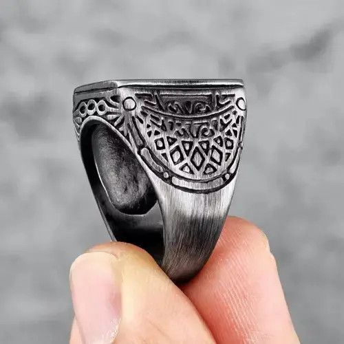 Other Vintage Black Brushed Pattern Stainless Steel Mens Ring Size ONE SIZE - 3 Thumbnail