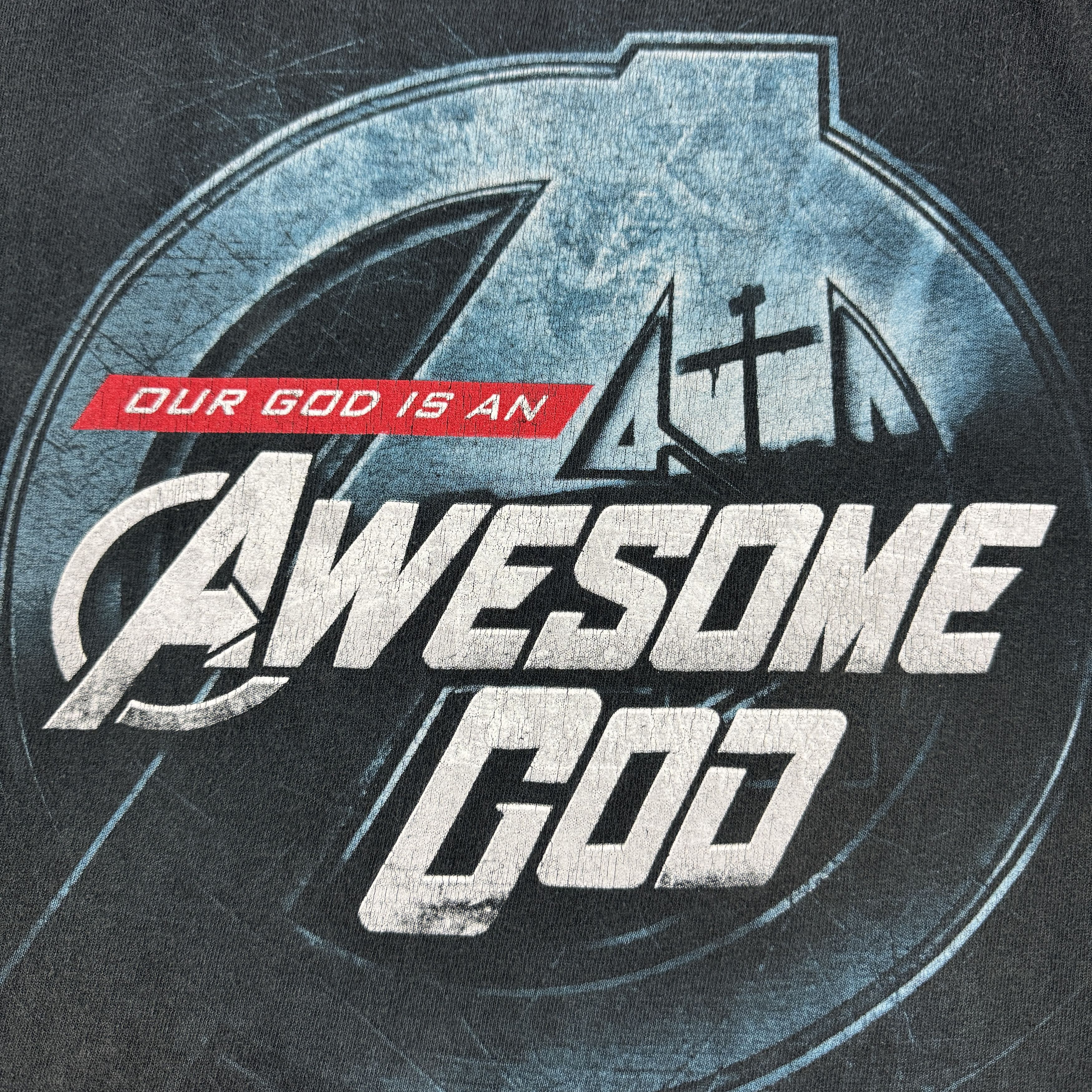 Vintage 2000s Jesus Marvel Avengers Parody Longsleeve Size US XXL / EU 58 / 5 - 8 Thumbnail