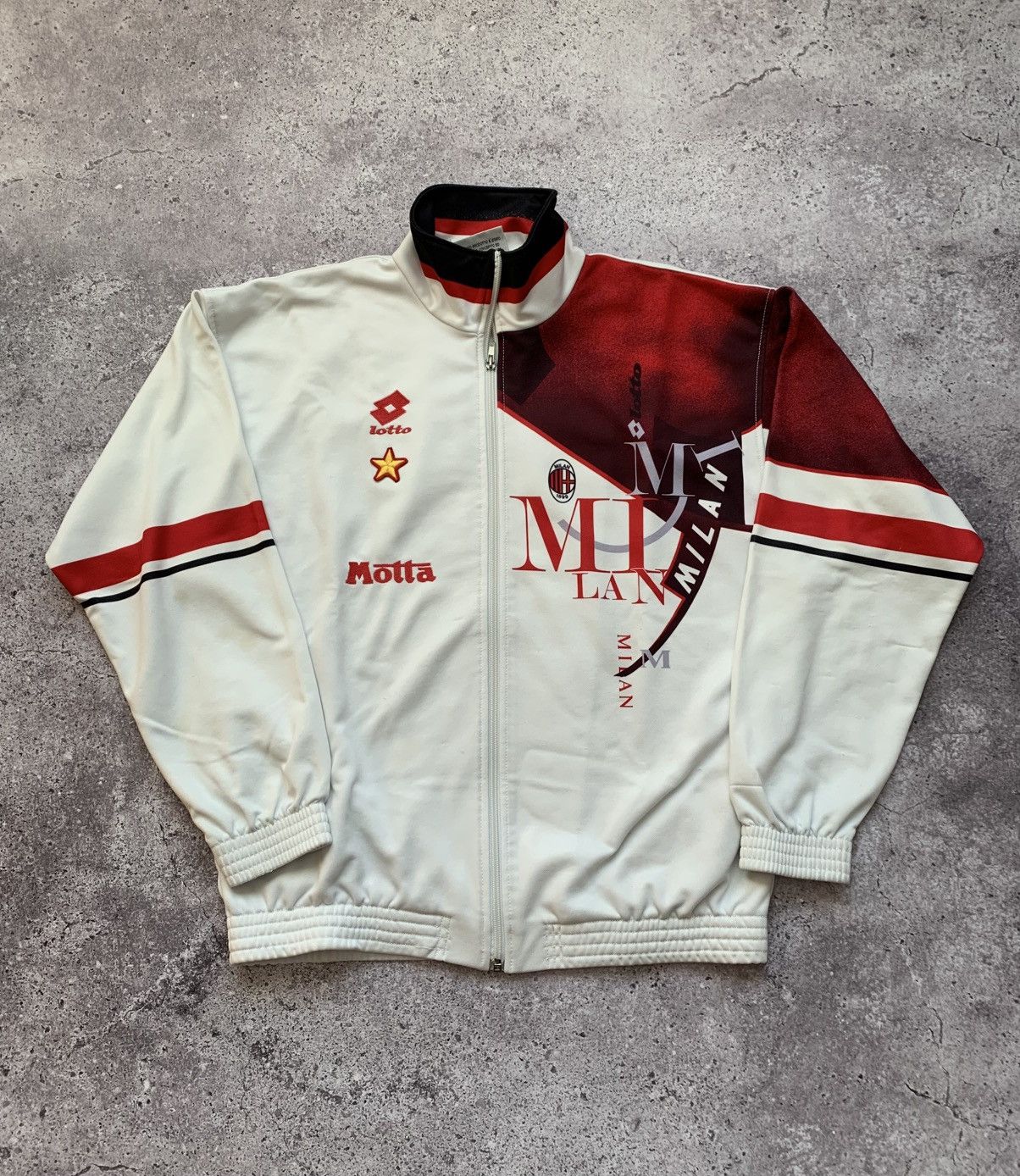 Lotto Sport 🔥GRAIL AC MILAN 1993/94 TRACK TOP SOCCET JACKET LOTTO Size US L / EU 52-54 / 3 - 4 Thumbnail