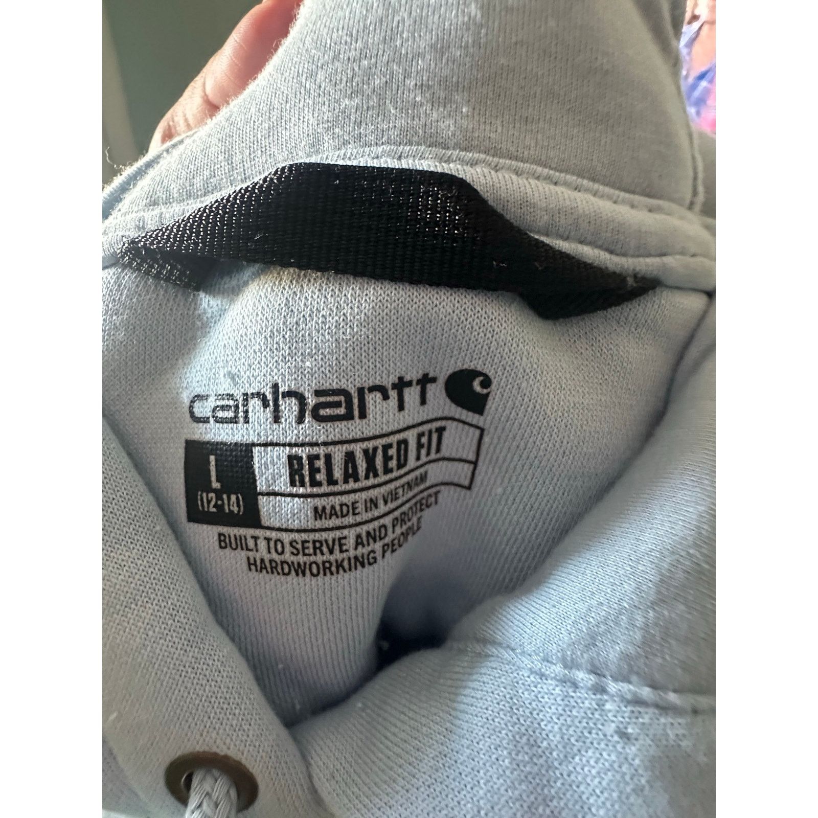 Carhartt Carhartt Light Blue Graphic Hoodie Relaxed Fit | Logo Sleeve Size L / US 10 / IT 46 - 12 Thumbnail