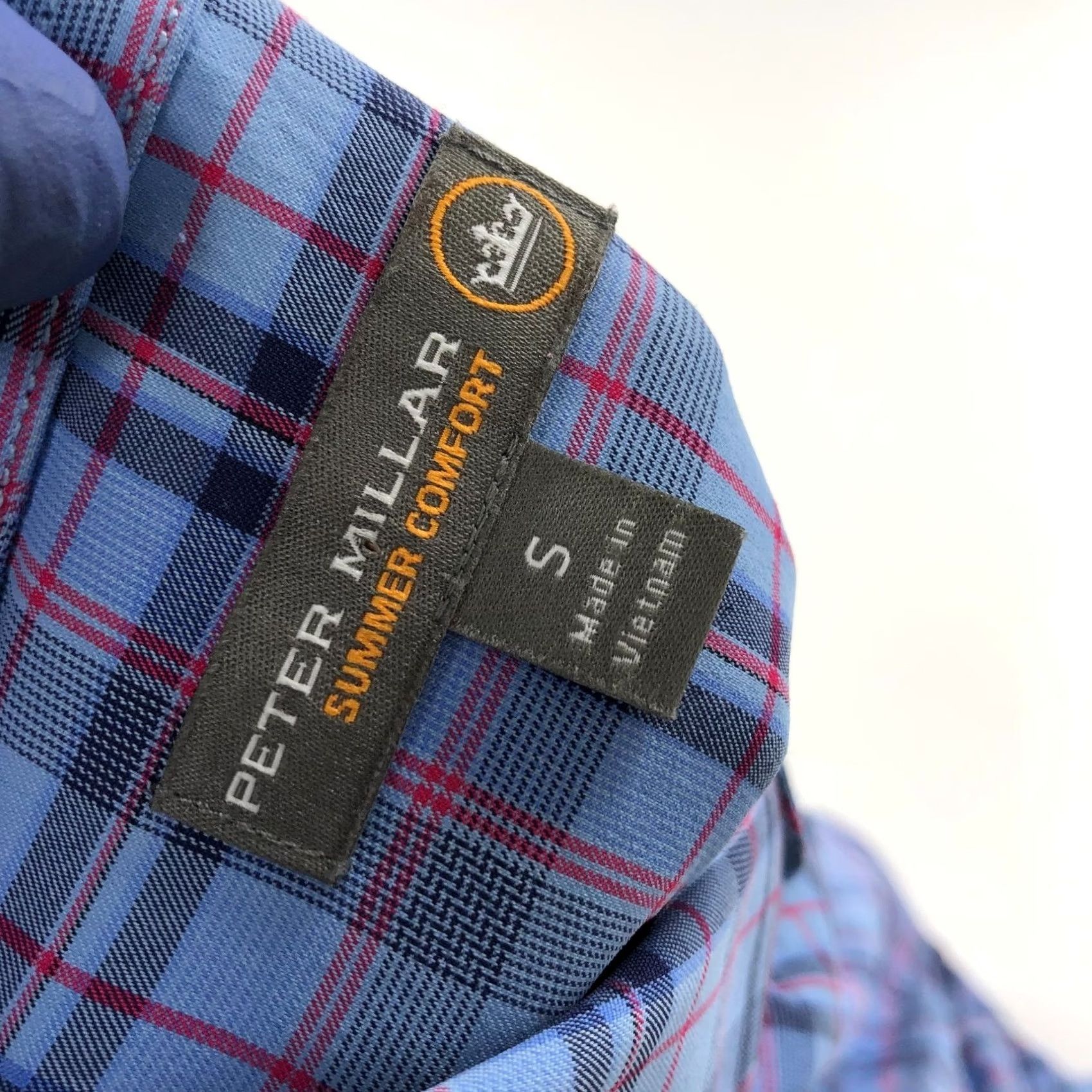 Peter Millar Peter Millar Summer Comfort Shirt Plaid Long Sleeve Nylon Spandex Blue Small Regular Mens Button-Up Casual Comfort Fit Size US S / EU 44-46 / 1 - 8 Thumbnail