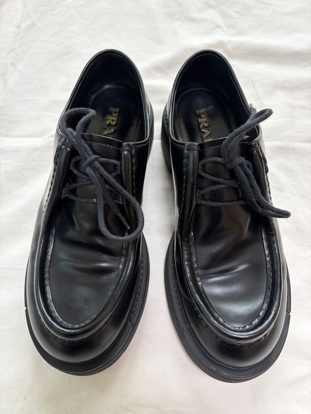 Prada PRADA Opaque Brushed Leather Lace-up Shoes Size US 10.5 / EU 43-44 - 4 Thumbnail