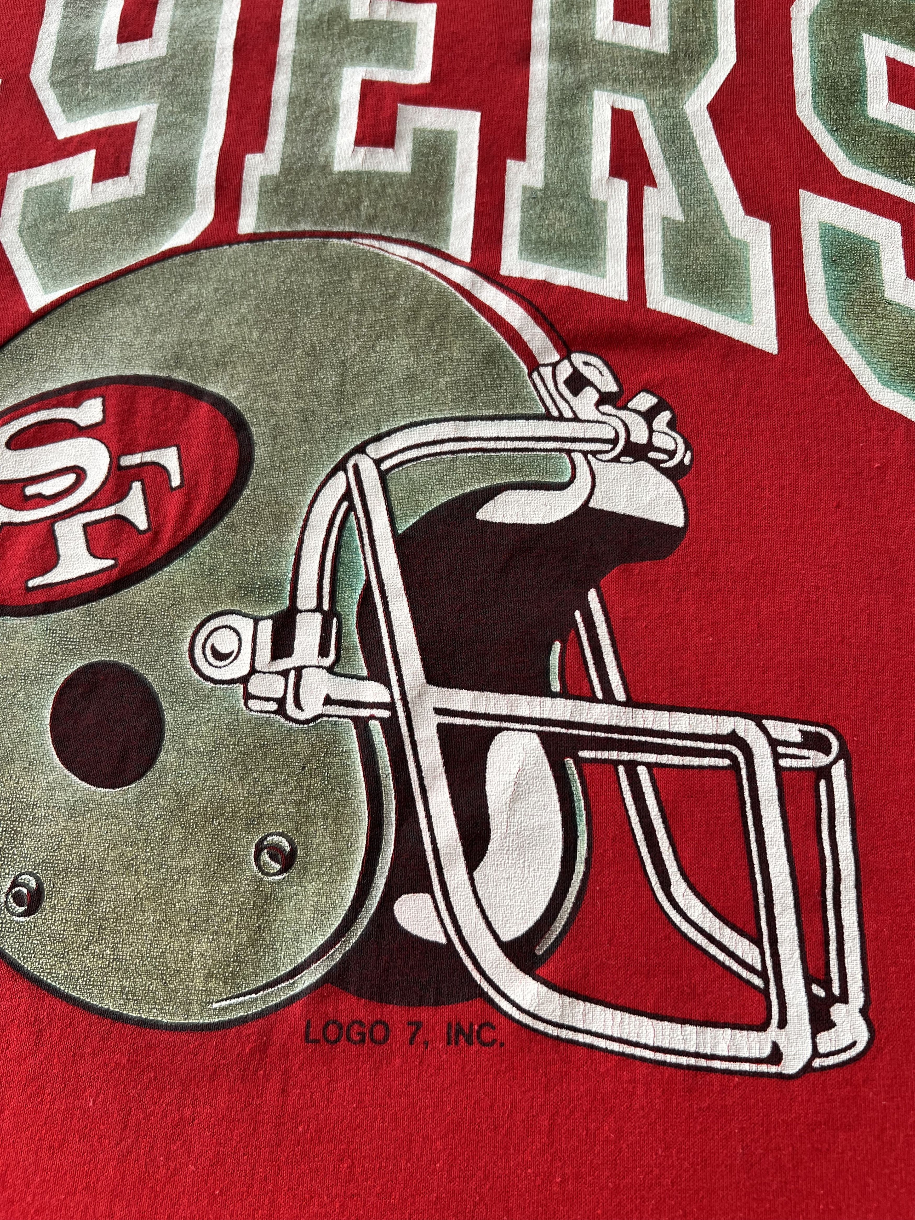 NFL Vintage 90s San Francisco 49ers NFL Logo 7 Red T-shirt Size US L / EU 52-54 / 3 - 4 Thumbnail
