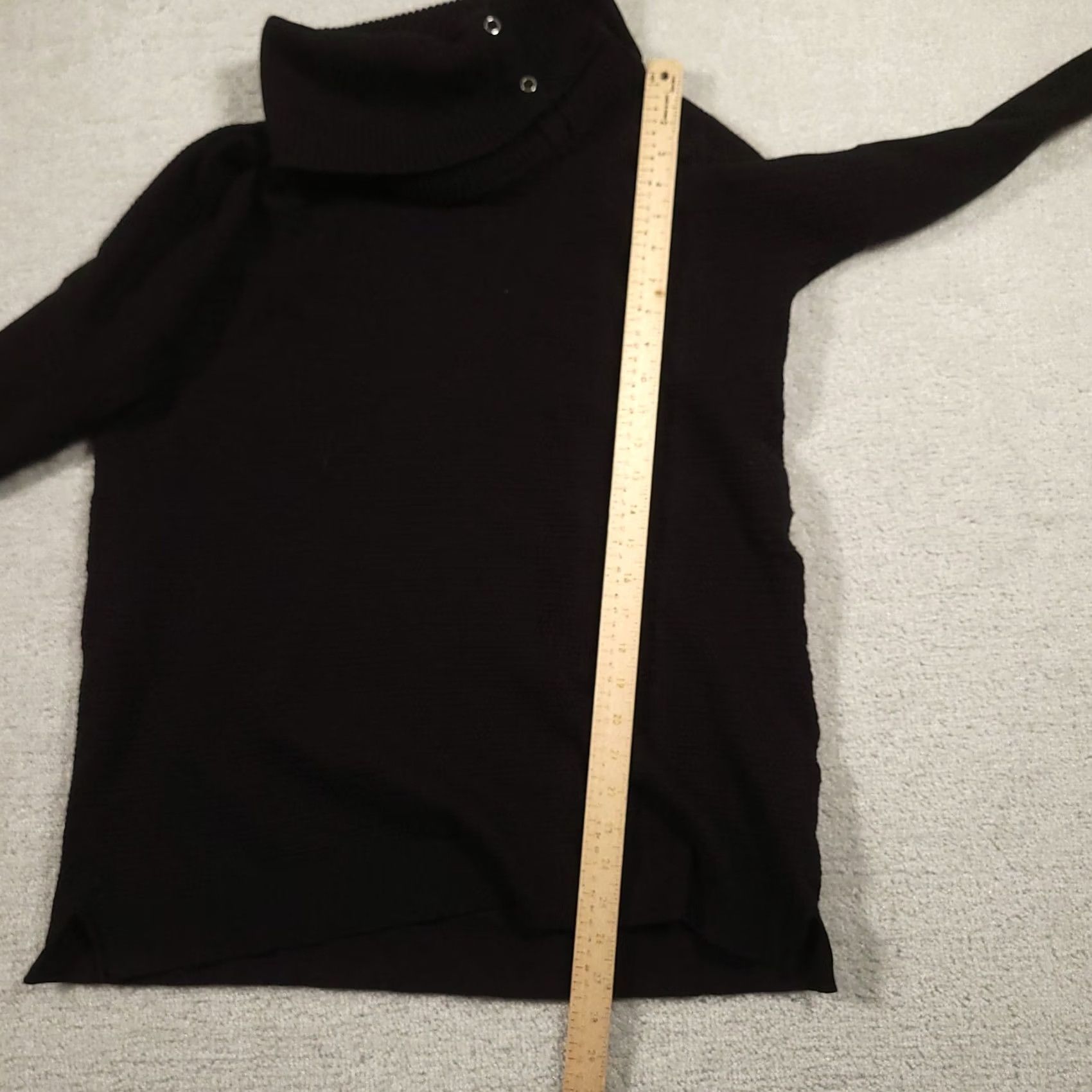 White House Black Market VINTAGE? White House Black Market Size S Sweater WHBM Snap Side Turtleneck Wool Ladies Pullover Black 90s City Classic Size S / US 4 / IT 40 - 5 Thumbnail