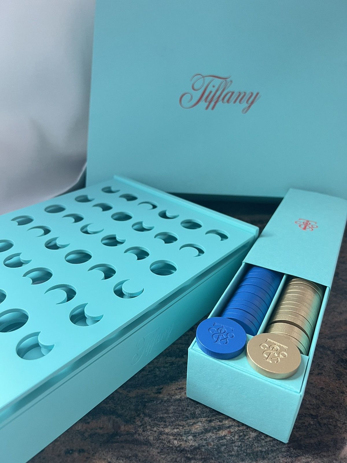 Tiffany & Co. 🌙 Rare! Tiffany Moon phrase chess game wooden box home