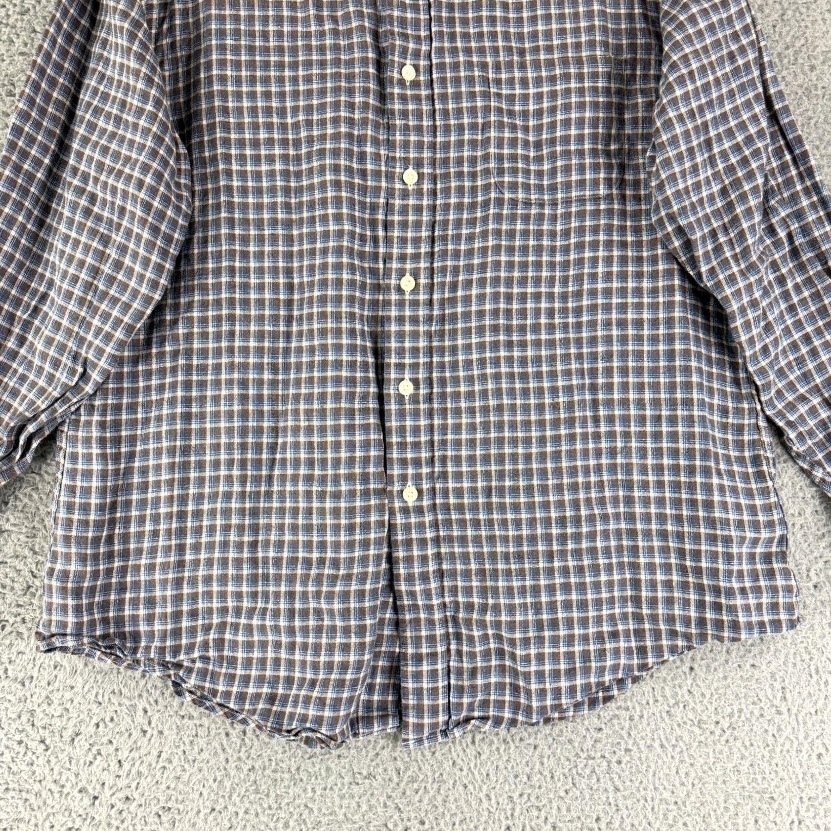 Brooks Brothers Brooks Brothers Button-Down Shirt Mens Size XL Brown Blue Plaid All Irish Linen Shirt Loose? Size US XL / EU 56 / 4 - 4 Thumbnail