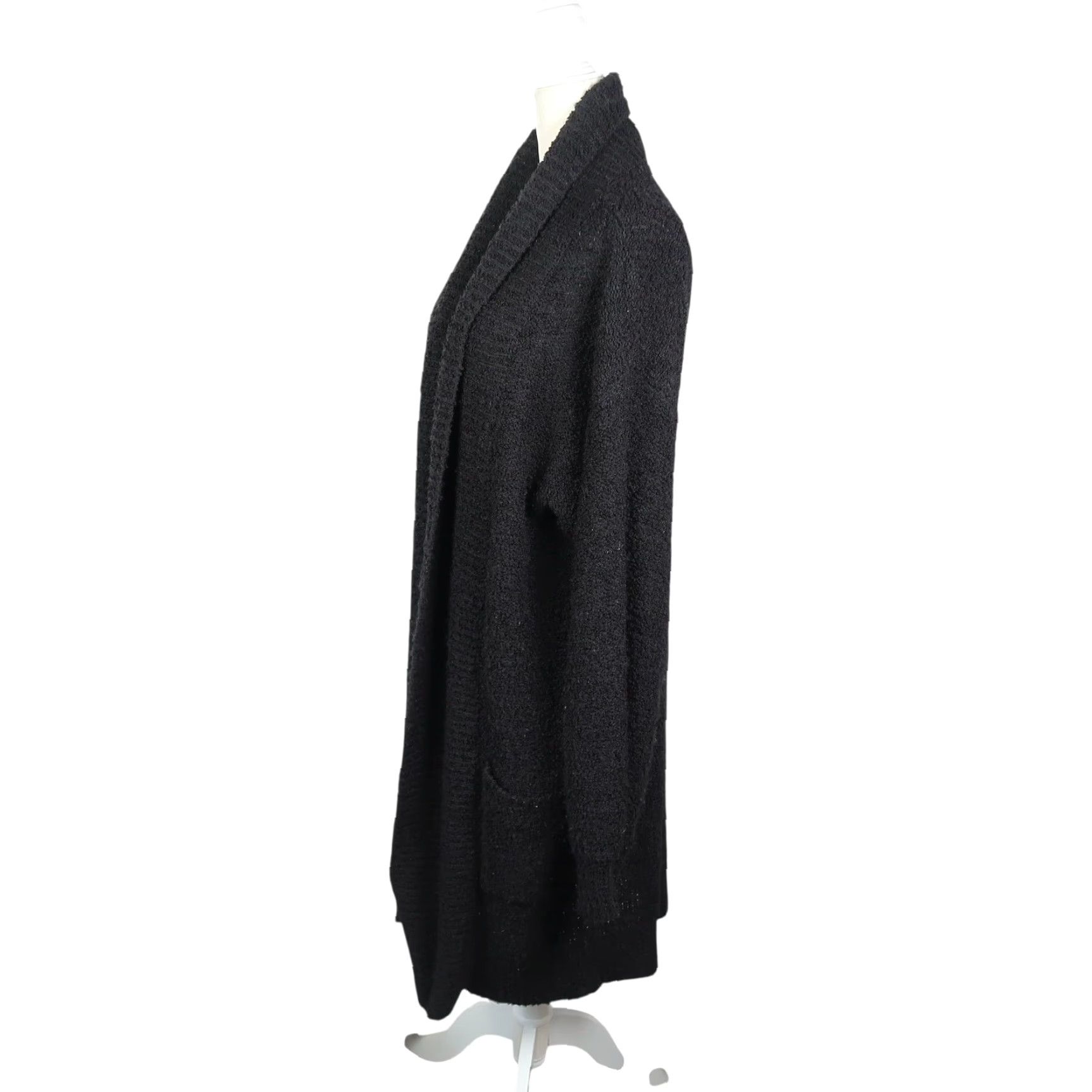 Vintage VINTAGE 90s STYLE Black Chunky Loop Knit Long Duster Cardigan Sweater Women S Regular Long Sleeve Knit Acrylic Size S / US 4 / IT 40 - 3 Thumbnail