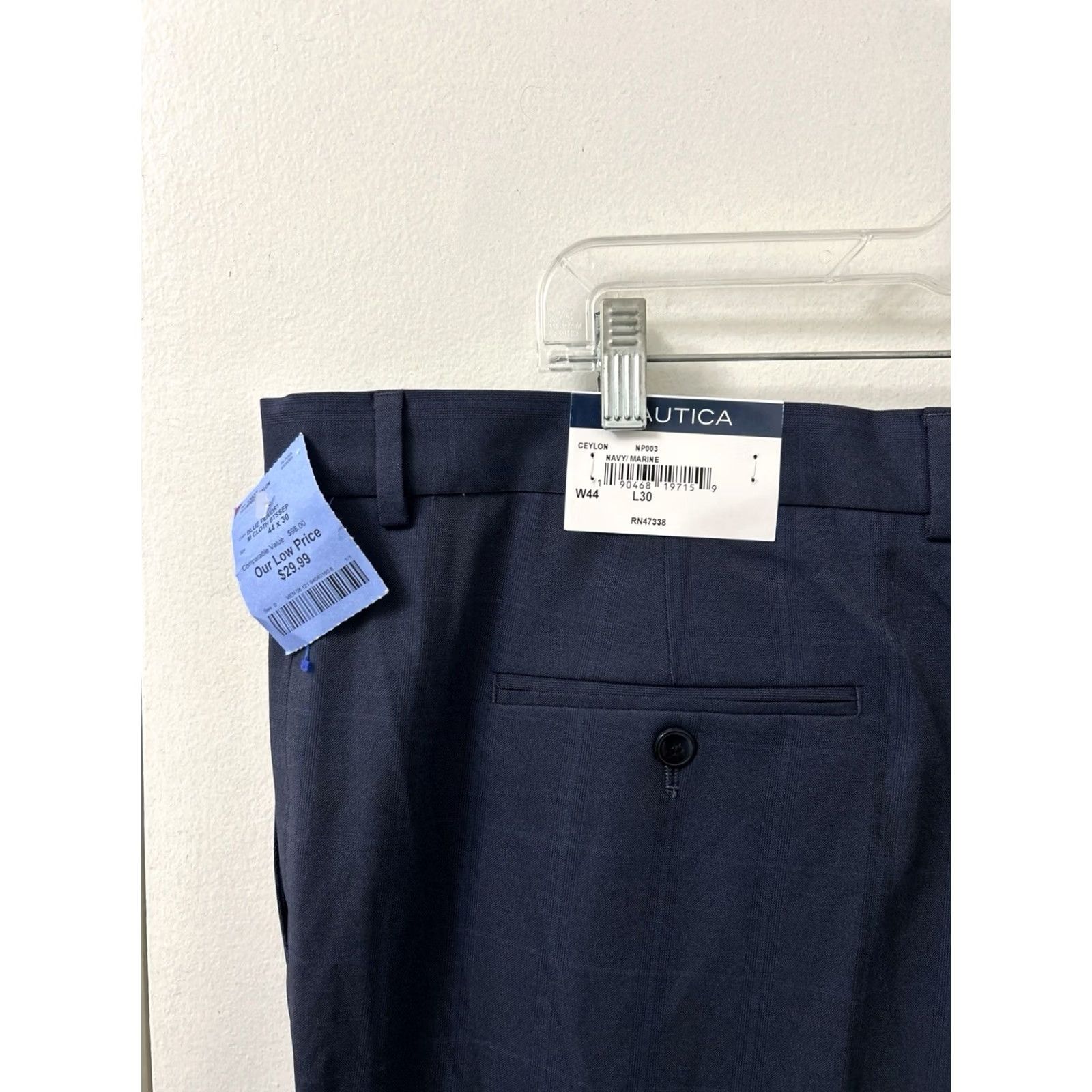 Nautica VINTAGE: No Nautica Dress Pants Mens 44x30 Navy Blue Plaid YKK Active Stretch Trousers NWT Size US 44 / EU 60 - 4 Thumbnail