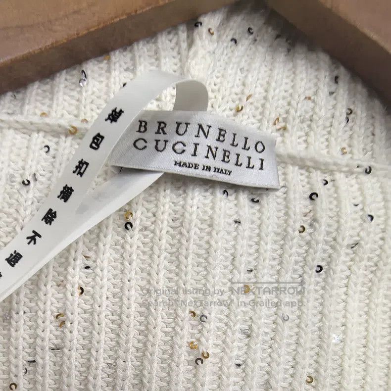Brunello Cucinelli Brunello Cucinelli 23FW White Knitted Sequin Sweater Size S / US 4 / IT 40 - 5 Thumbnail