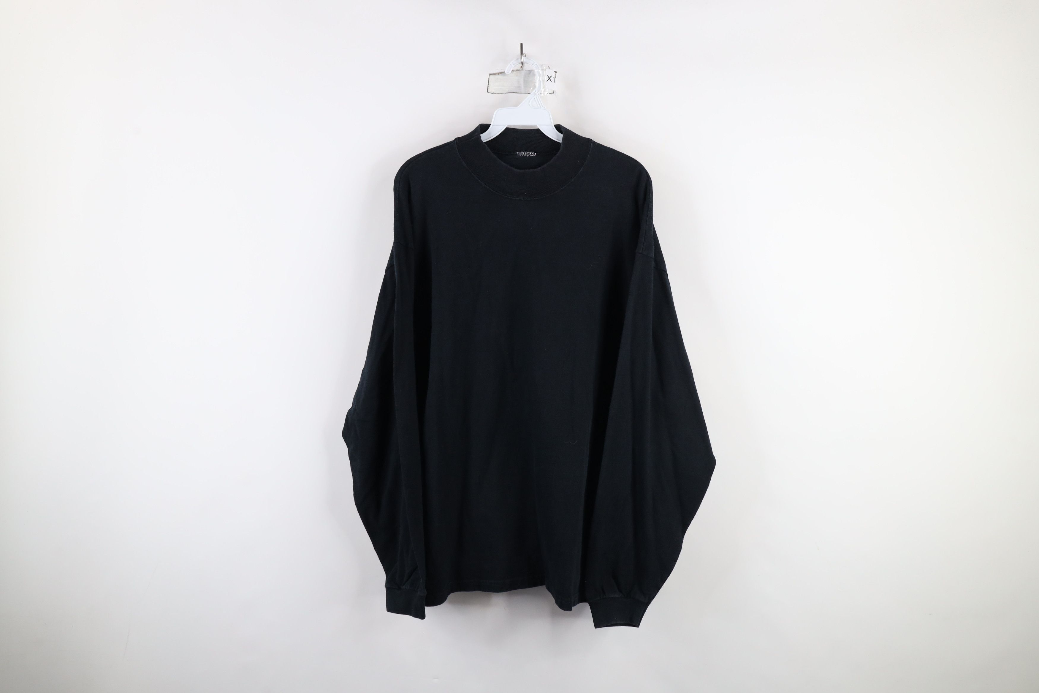 Vintage Vintage 90s Streetwear Heavyweight Mock Neck T-Shirt Black Size US XL / EU 56 / 4 - 1 Thumbnail