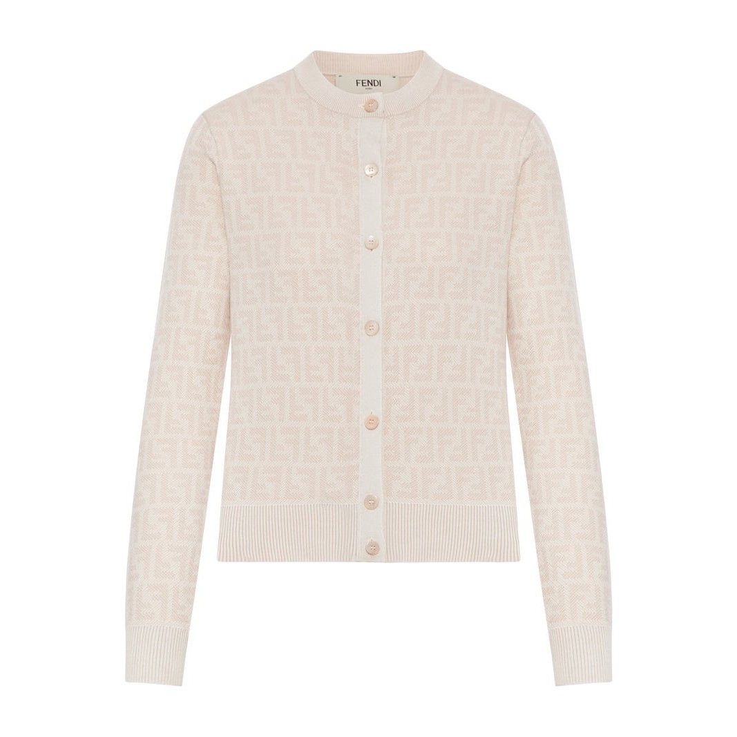 FENDI $1900 Pink FF Wool Cardigan New & Authentic (Women's s