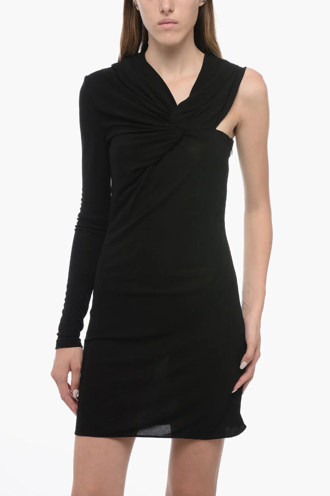 Saint Laurent Paris og1mm0326 Asymmetric Dress in Black Size S / US 4 / IT 40 - 4 Thumbnail