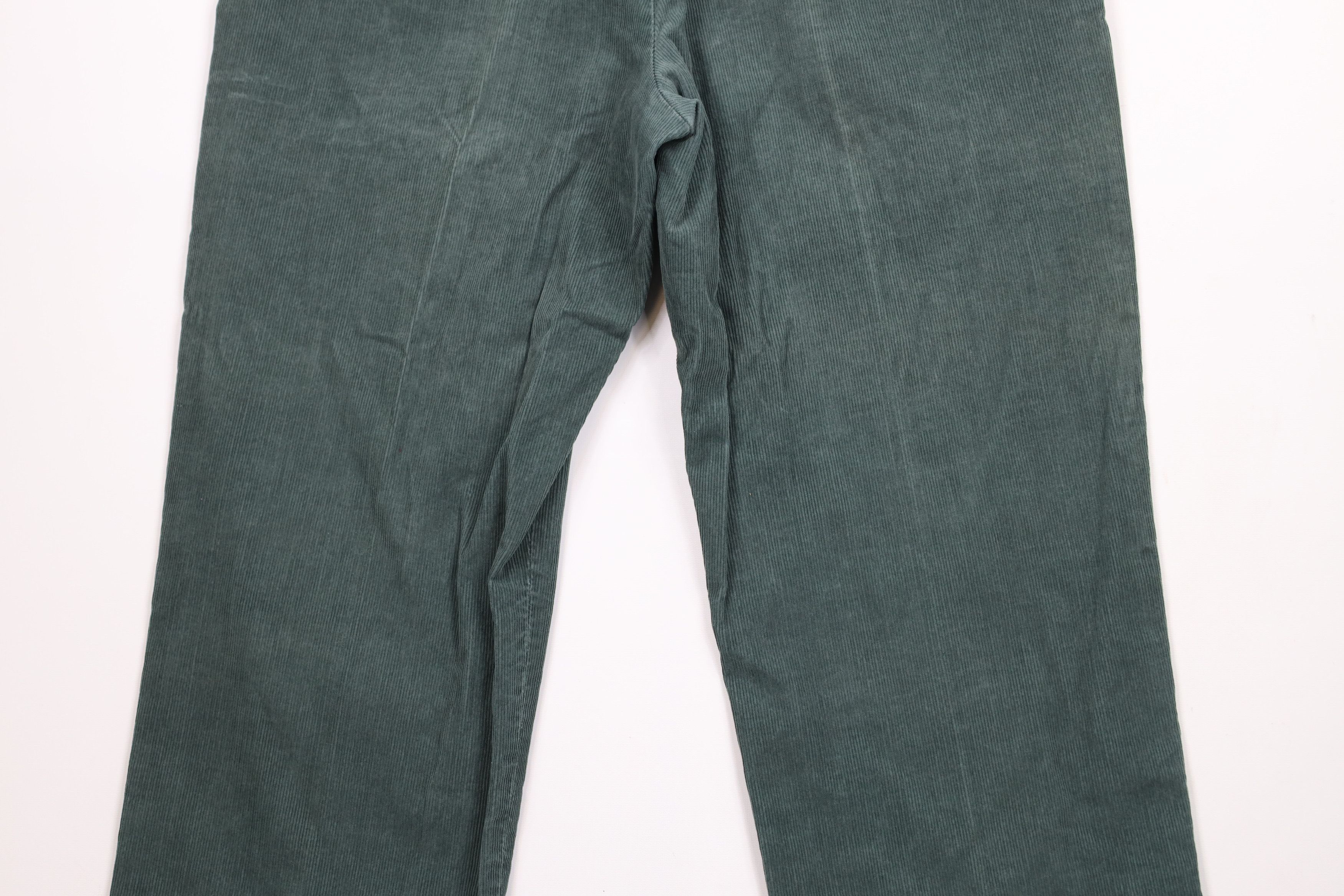 Lands' End × Vintage Vintage 90s Lands End Wide Leg Corduroy Chino Pants Green Size US 36 / EU 52 - 13 Thumbnail