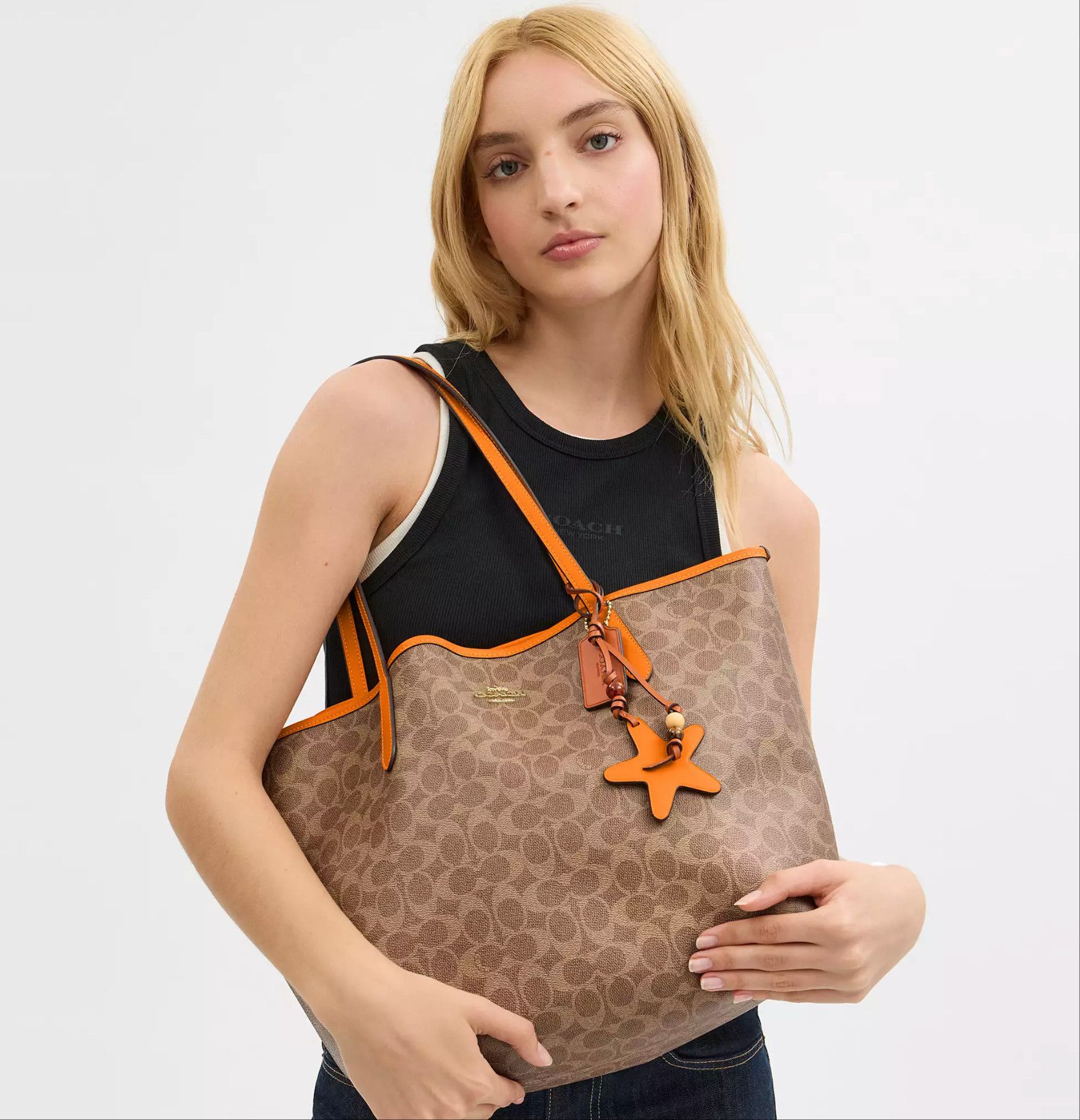 Coach City Tote Bag In Signature Canvas With Star Charm CBH77 Size ONE SIZE - 7 Thumbnail
