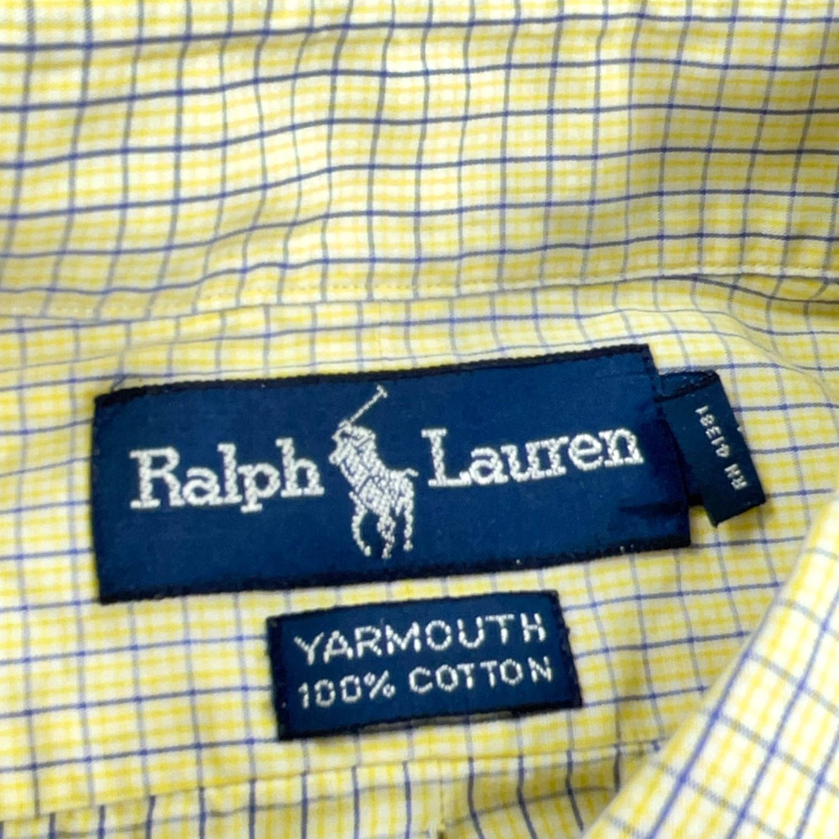 Ralph Lauren Ralph Lauren Button-Up Shirt Men 16.5 32 Yellow Blue Plaid Classic Fit Dress Yarmouth Poplin Button-Front Casual Size 46R - 6 Thumbnail