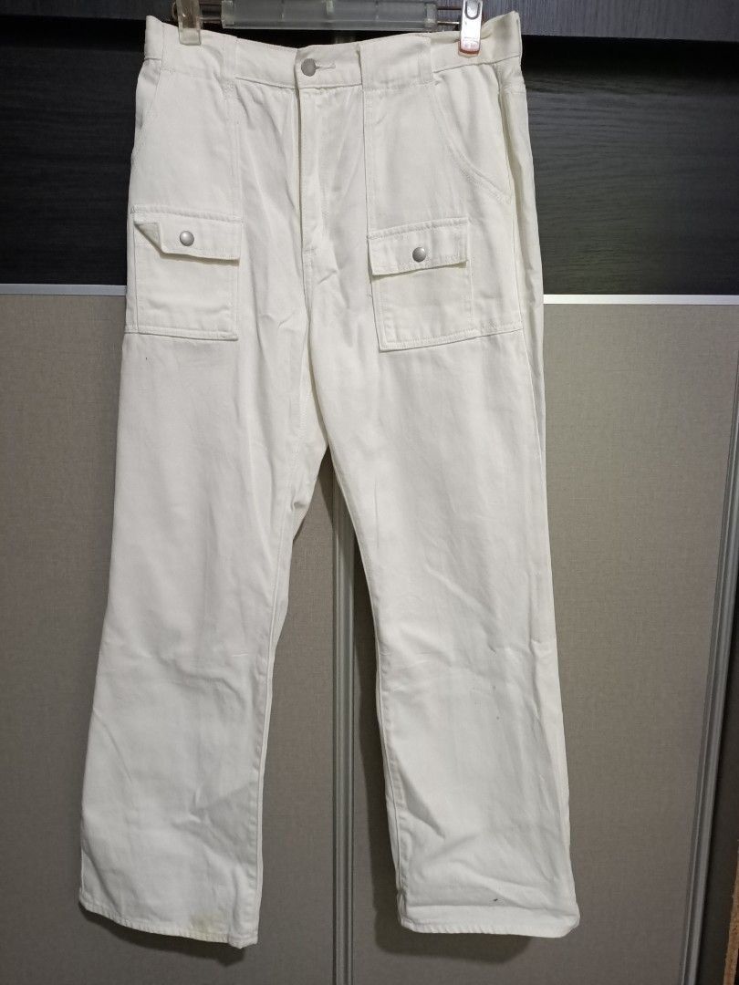 GU GU Jeans White Bush Pants Flare Workwear Japan Size US 32 / EU 48 - 1 Thumbnail