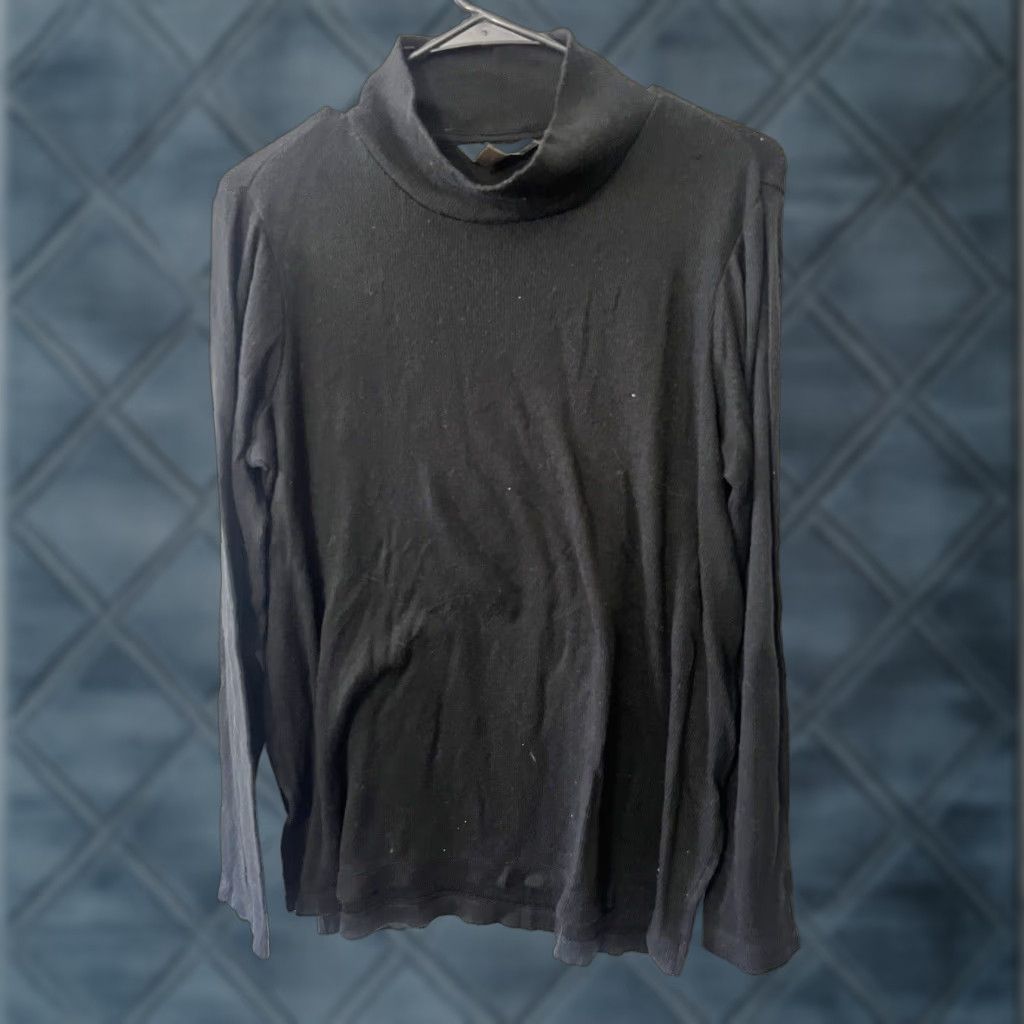 Banana Republic Banana Republic Sweater Women Med Black Knit Long Sleeve Mock Neck Slit Pullover Size M / US 6-8 / IT 42-44 - 1 Thumbnail