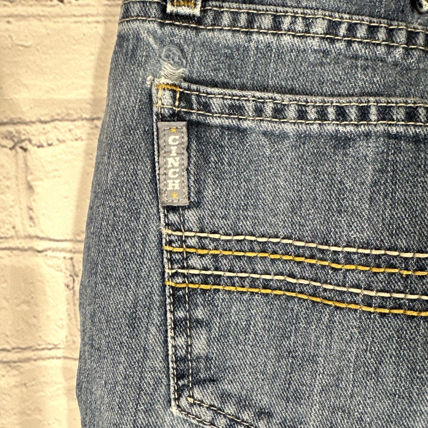Vintage Cinch Men Slim Jeans 33x32 Mid Rise Silver Label Performance Stretch Denim Blue 34 in Waist Slimming Mens Straight Jeans Size US 33 - 6 Thumbnail