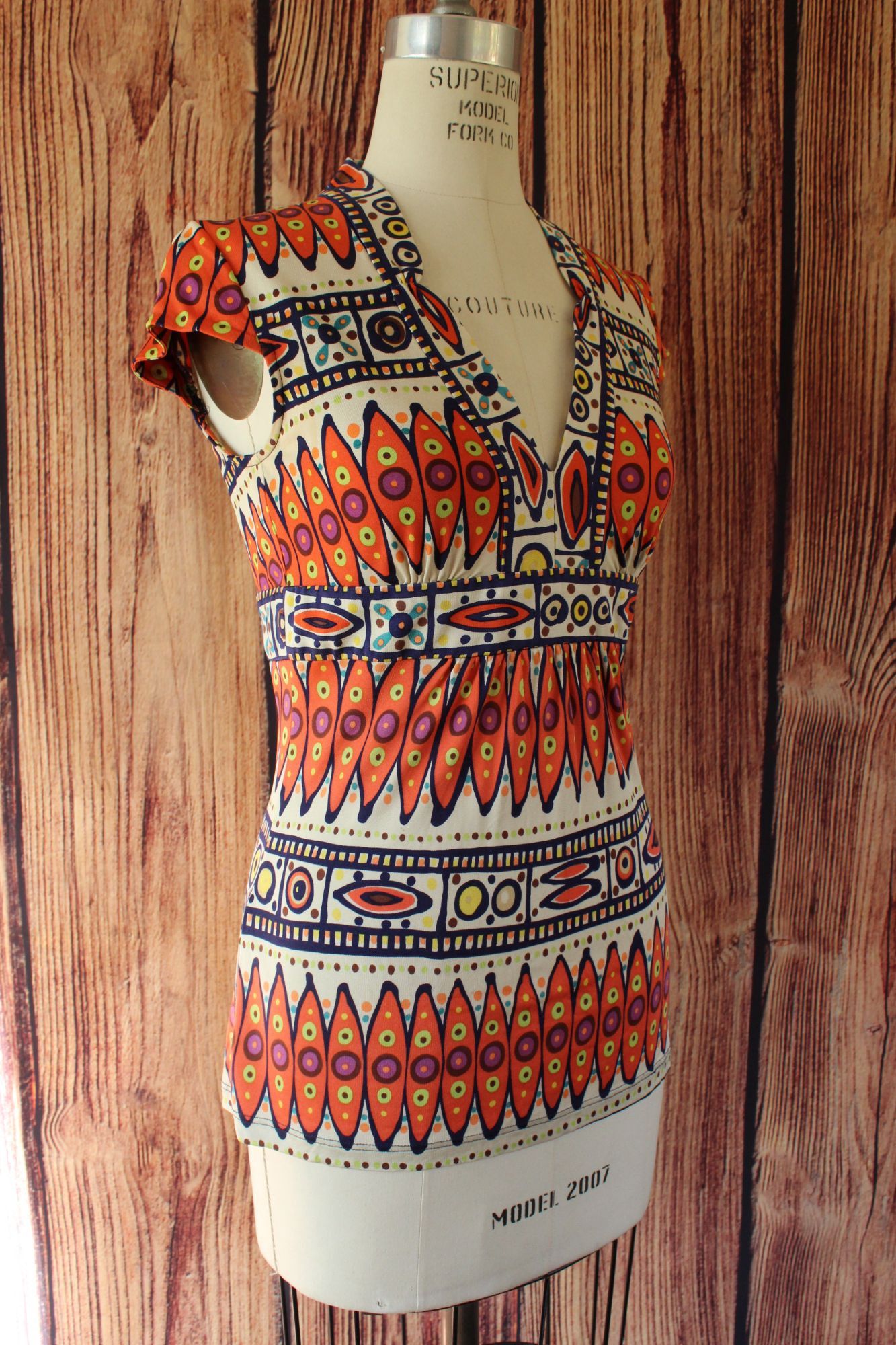 Trina Turk Trina Turk Womens Blouse, Silk, Size 0, Tribal Pattern in O Size XS / US 0-2 / IT 36-38 - 8 Thumbnail