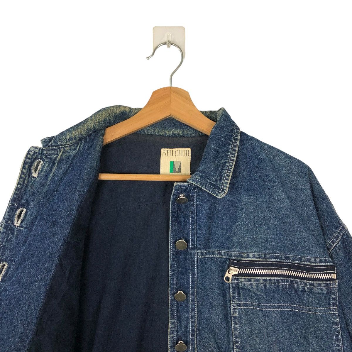 Japanese Brand 🔥CROPPED DENIM BIKER JACKET 5TH CLUB MELROSE ISSEY MIYAKE Size US M / EU 48-50 / 2 - 9 Thumbnail