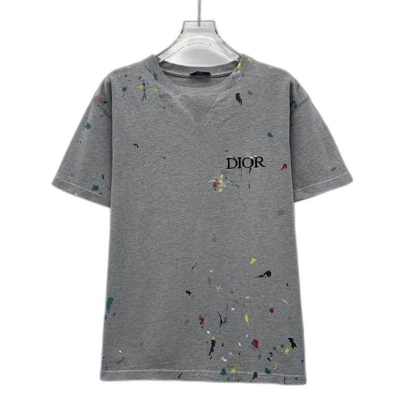 Dior Gray Dior T-Shirt with Paint Splatter | Grailed