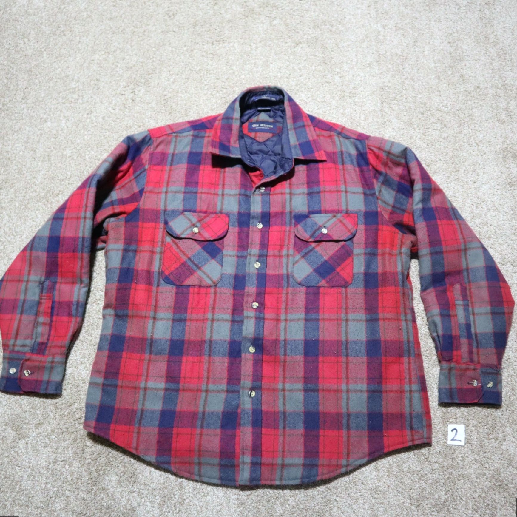 Van Heusen Van Heusen Vintage Yes Red Plaid Fleece Jacket Full Button Up Pockets Men's Size XL Size US XL / EU 56 / 4 - 2 Thumbnail