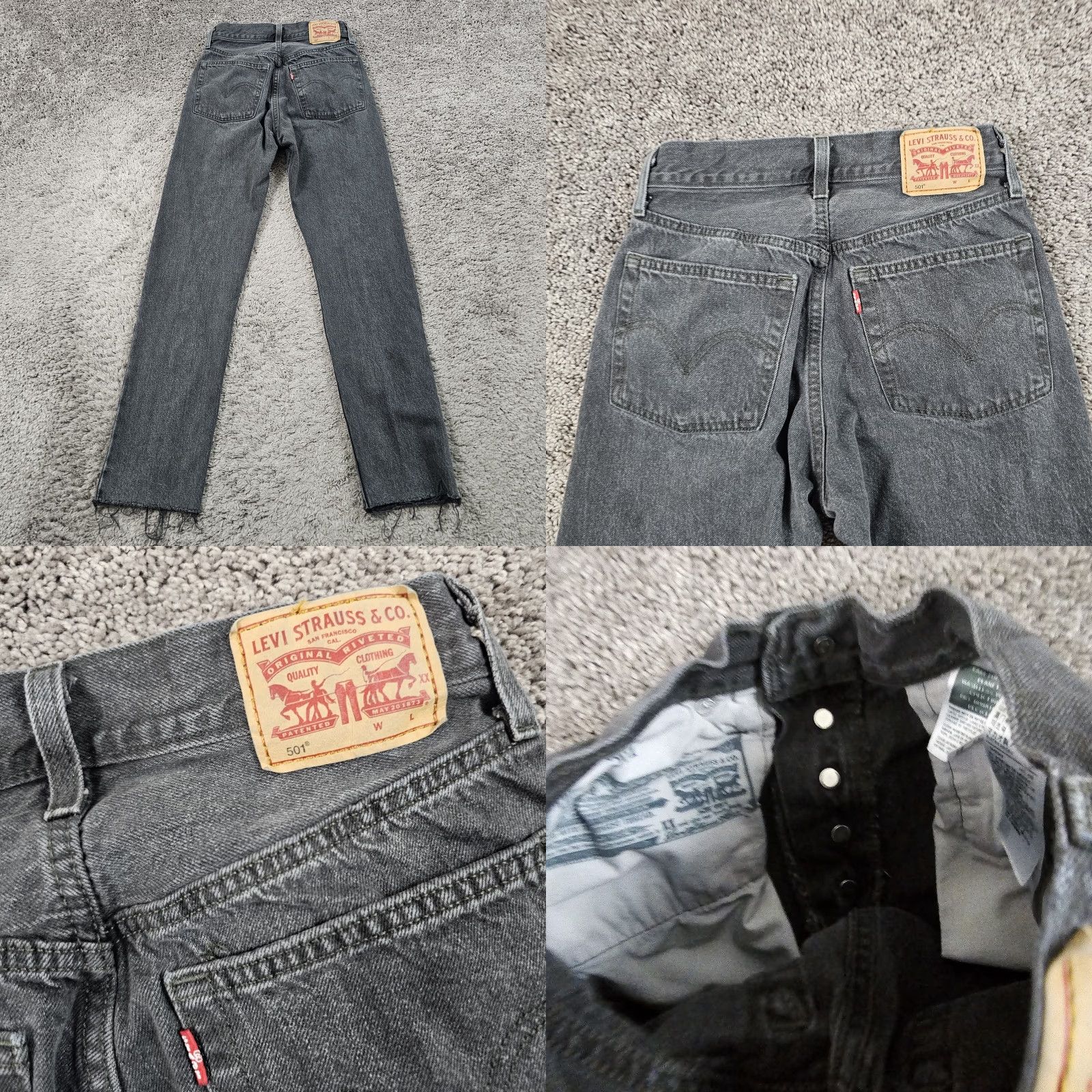 Levi's Levi's 501 Jeans Womens 24 Black Mid Rise Straight Button Fly Denim 23x29 Size 42" / US 20 - 8 Thumbnail