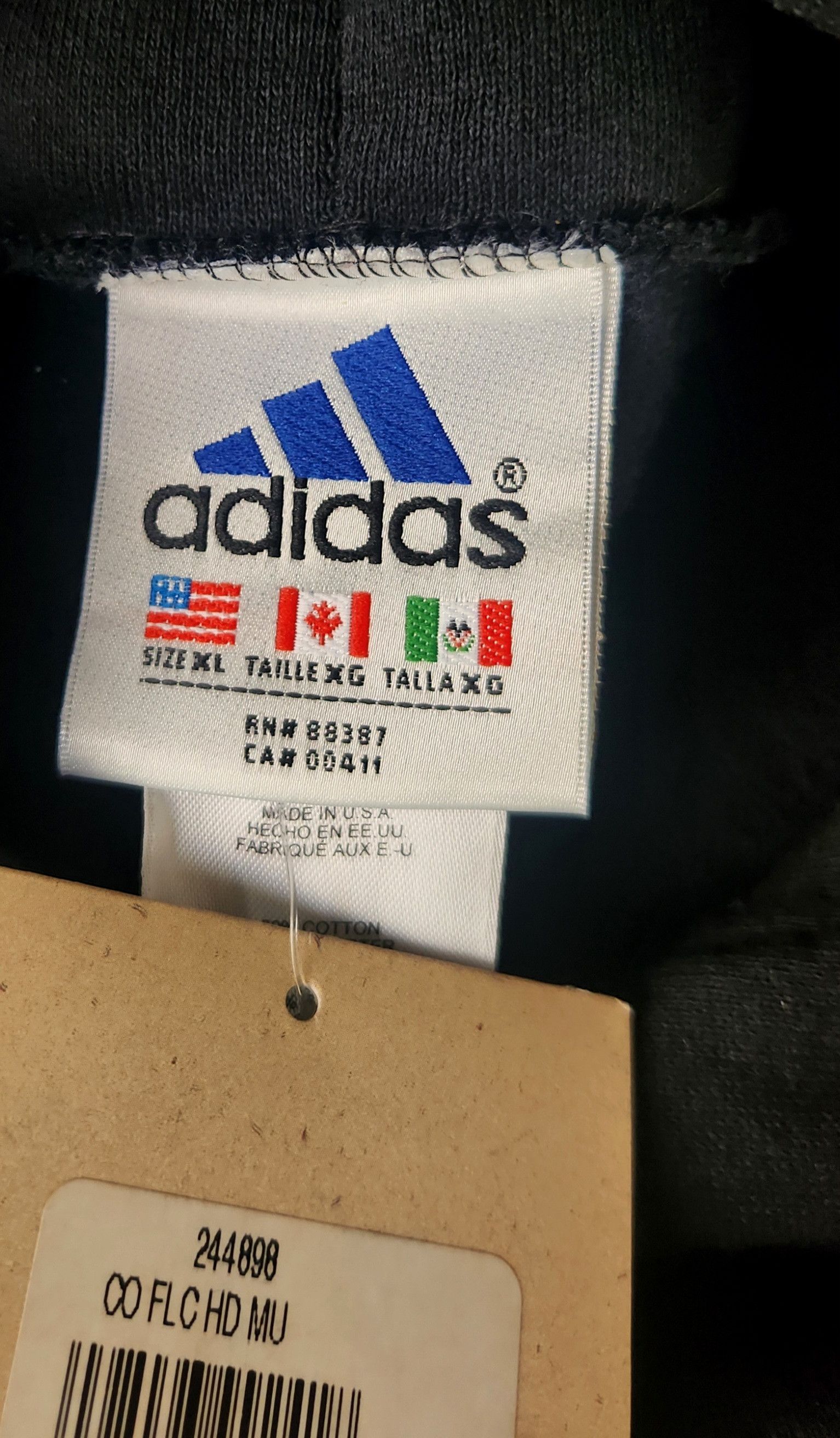 Adidas Adidas Fleece Vintage Black hoodie Sweatshirt 90s USA XL New Size US XL / EU 56 / 4 - 8 Thumbnail