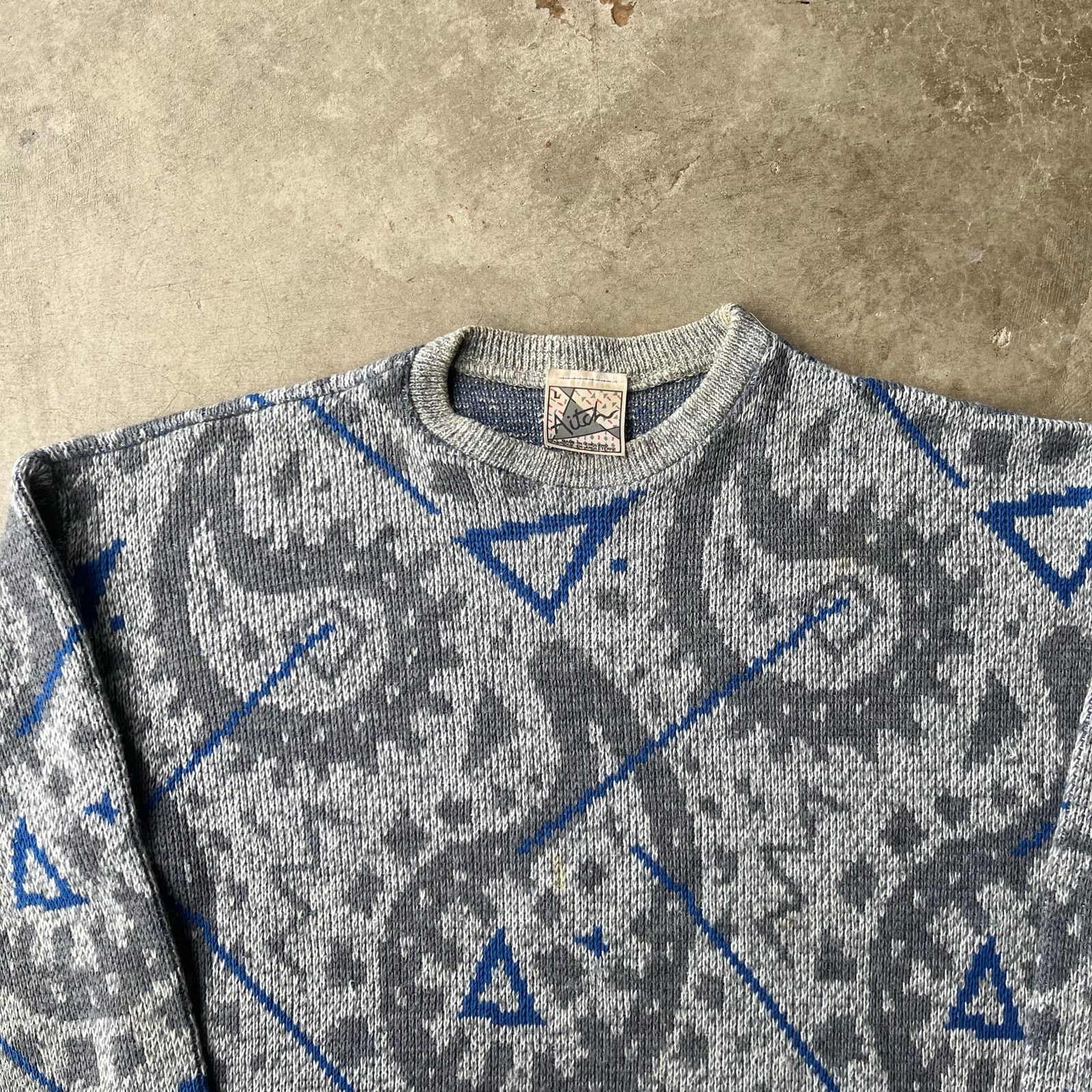 Vintage VINTAGE AITCH SWEATER GEOMETRIC 90S KNIT LARGE ACRYLIC WOOL Size US L / EU 52-54 / 3 - 2 Thumbnail