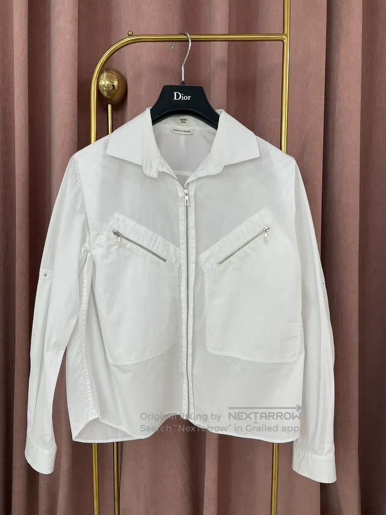 Hermes Hermes White Zipper Shirt Jacket Size XXS / US 00 / IT 34 - 1 Thumbnail