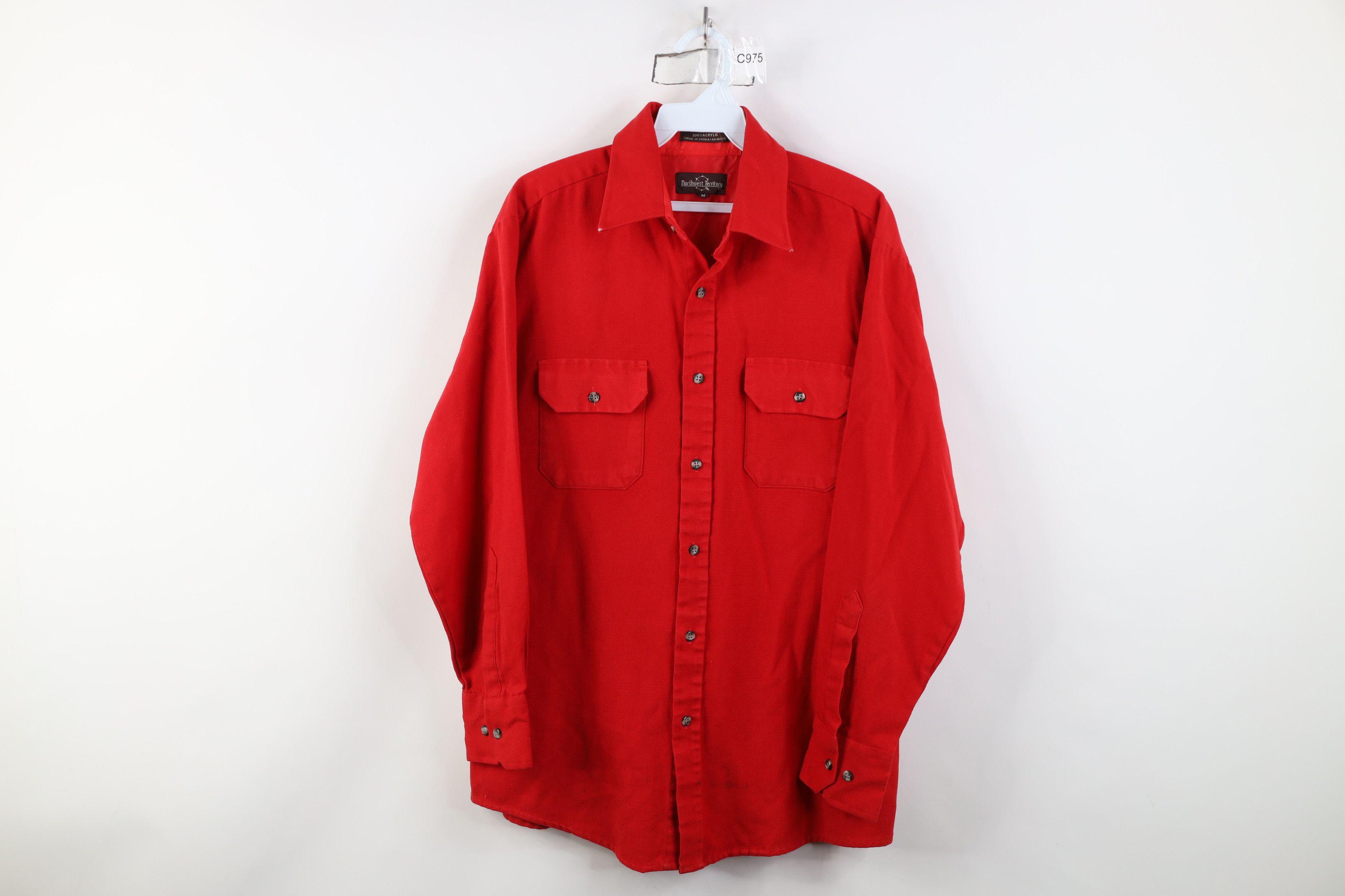 Vintage Vintage 90s Streetwear Pocket Knit Collared Button Shirt Red Size US M / EU 48-50 / 2 - 1 Thumbnail