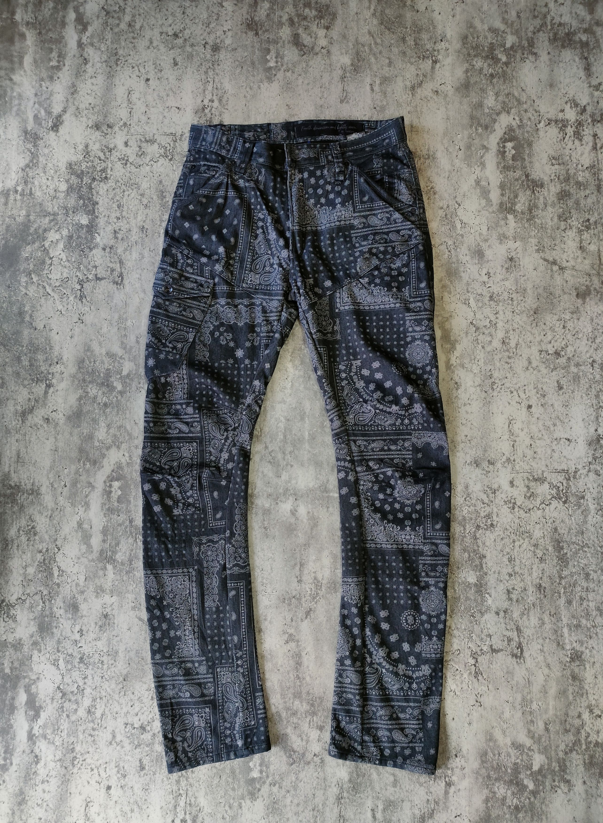 image of Biker Jeans x Hysteric Glamour Fieldcore Curve Leg 9 Pocket Bandana Cargo Pans in Banana (Size 32)