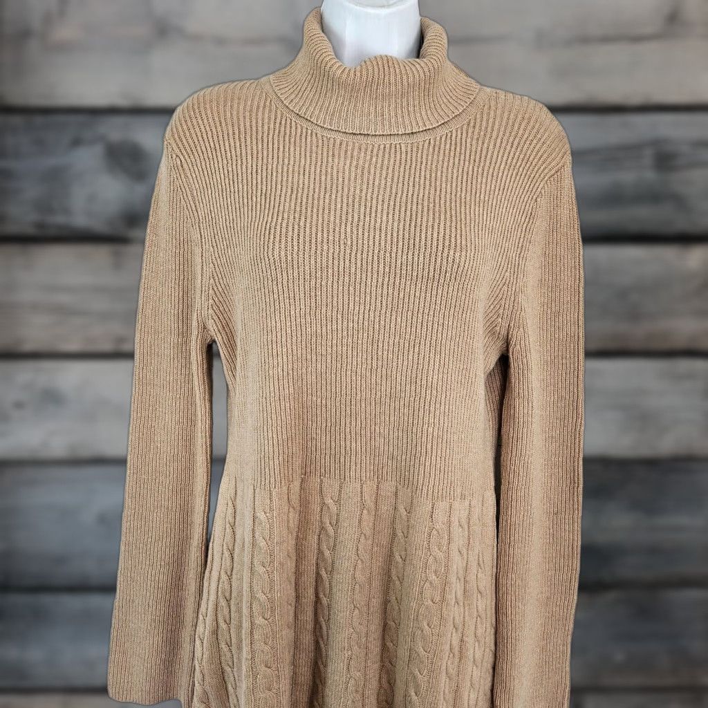 Soft Surroundings Soft Surroundings Womens Tunic Sweater Turtleneck Wool Blend Size M Brown Long Sleeve Size M / US 6-8 / IT 42-44 - 1 Thumbnail
