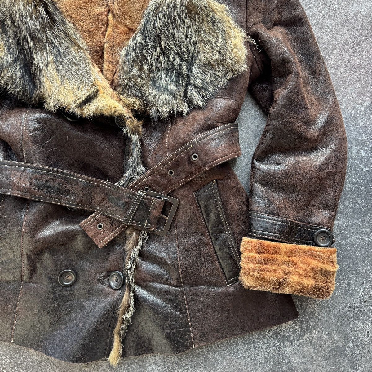 Japanese Brand Vintage Real Leather Real Fur Sheepskin Coat Size M / US 6-8 / IT 42-44 - 7 Thumbnail