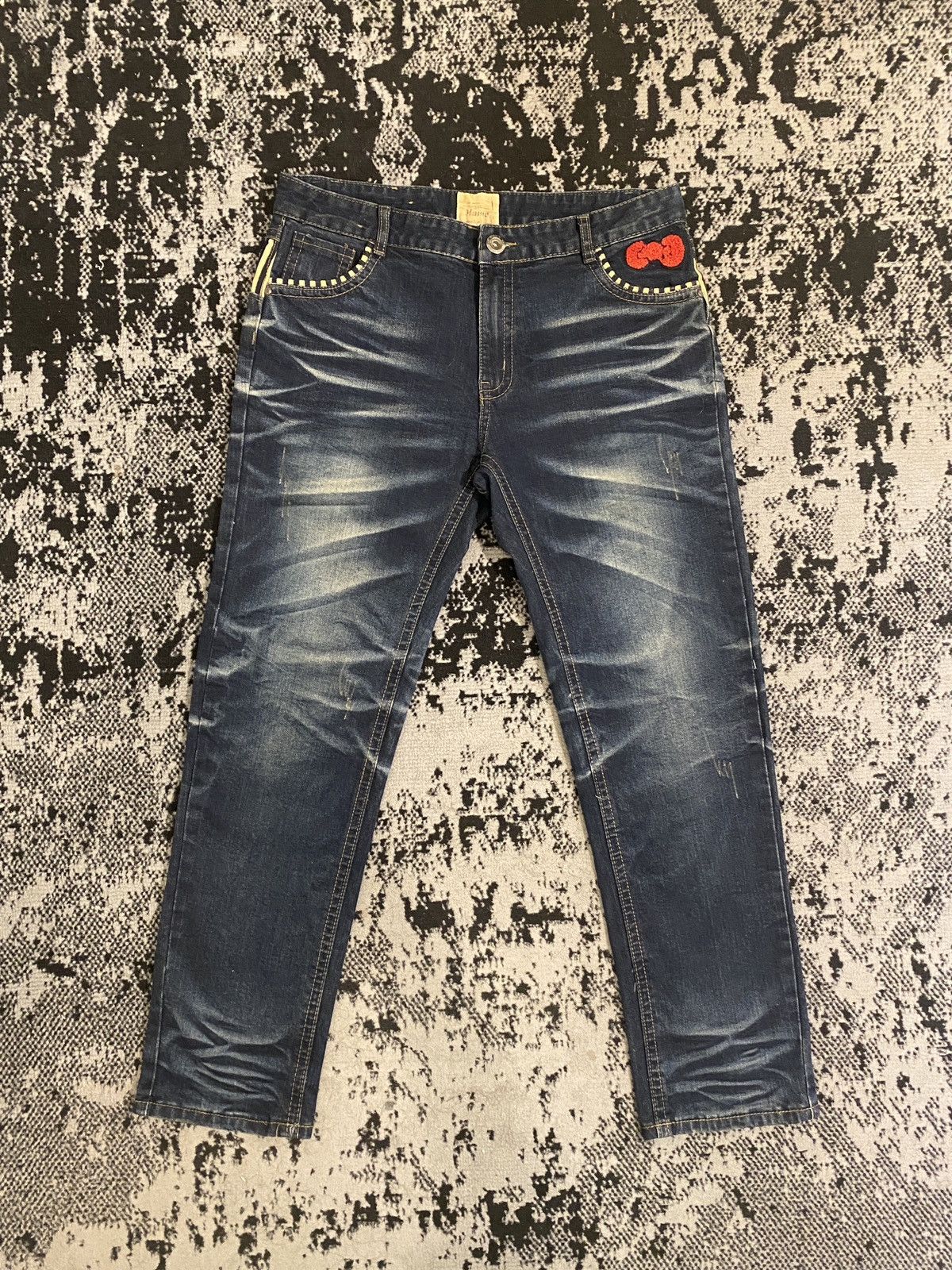 Japanese Brand Hysteric Glamour Patchwork Washed Denim Hello Kitty Size US 33 - 1 Thumbnail