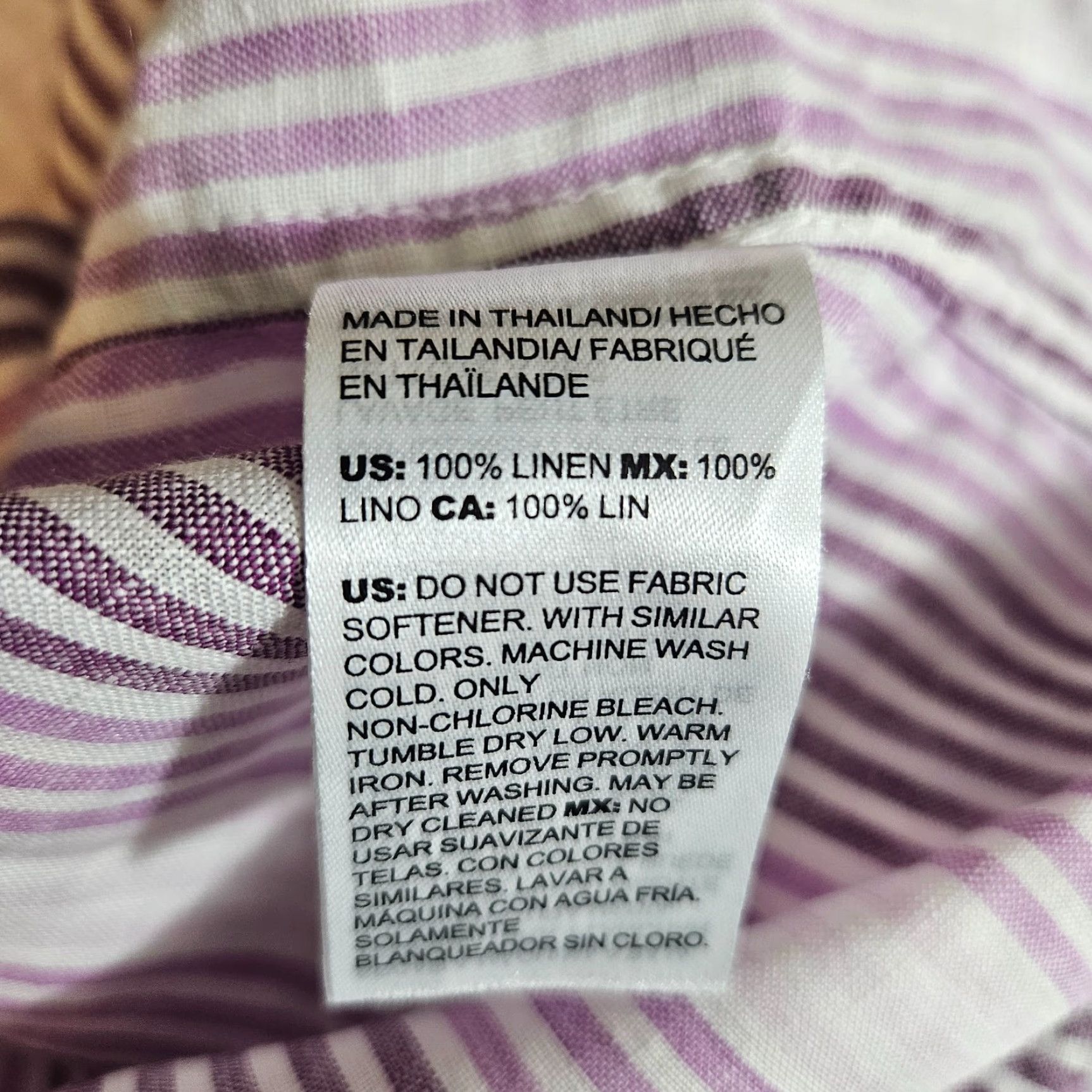 Vintage Chico's Womens No Iron Button Up Top Sz M Purple Stripe 3/4 Sleeve Linen Shirt Adult Medium Womens Size M / US 6-8 / IT 42-44 - 4 Thumbnail
