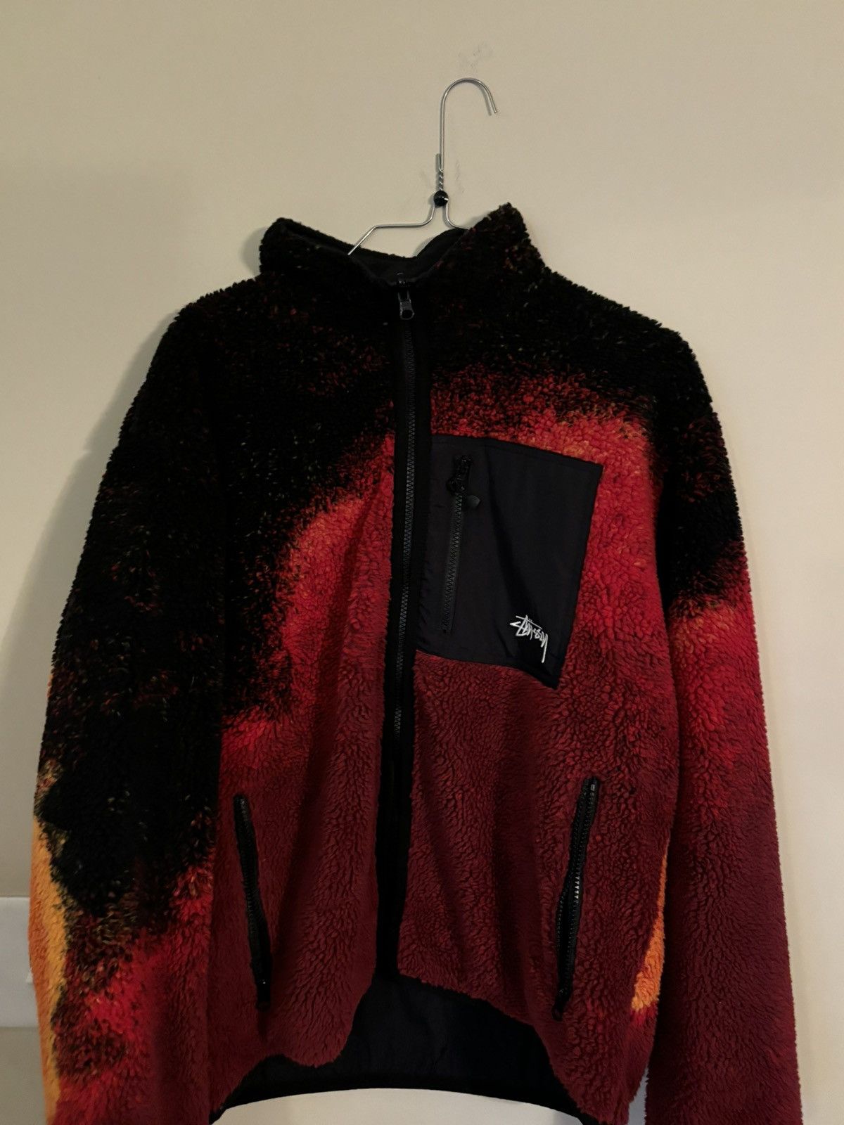 Stussy Sherpa Reversible Jacket “Lava” size medium