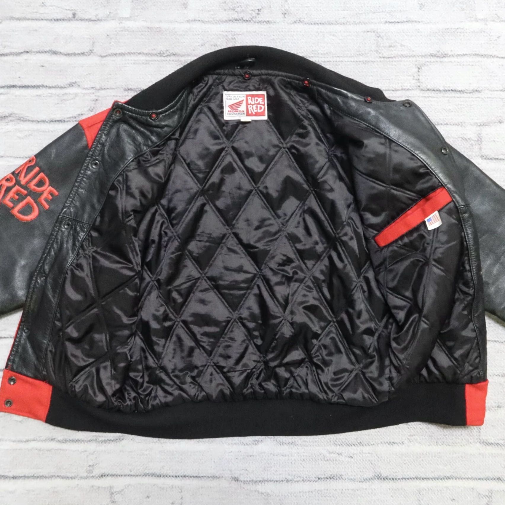 Honda VINTAGE Honda Racing Red Riders Wool Leather Varsity Jacket 90s Size US M / EU 48-50 / 2 - 7 Thumbnail