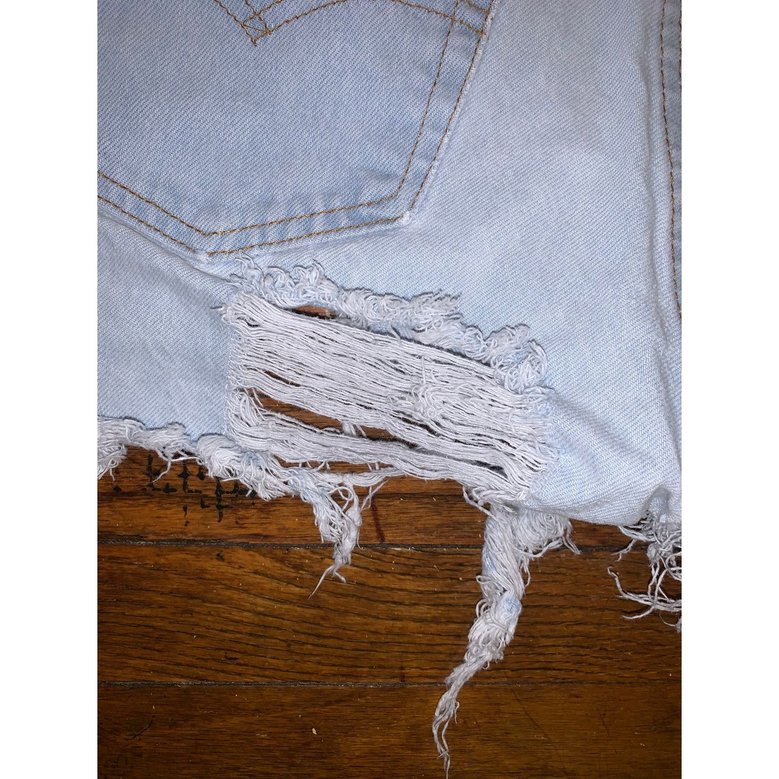 Levi's × Vintage VTG Levi's 505 Cut Off Denim Shorts Light Wash Distressed Size 31" - 8 Thumbnail