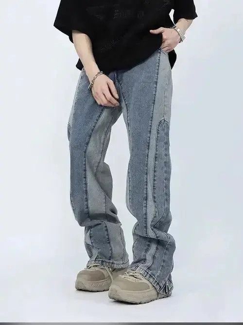 Japanese Brand × Jean Kanye Y2K Streetwear Washed Blue Baggy Stacked Jeans Size US 33 - 3 Thumbnail