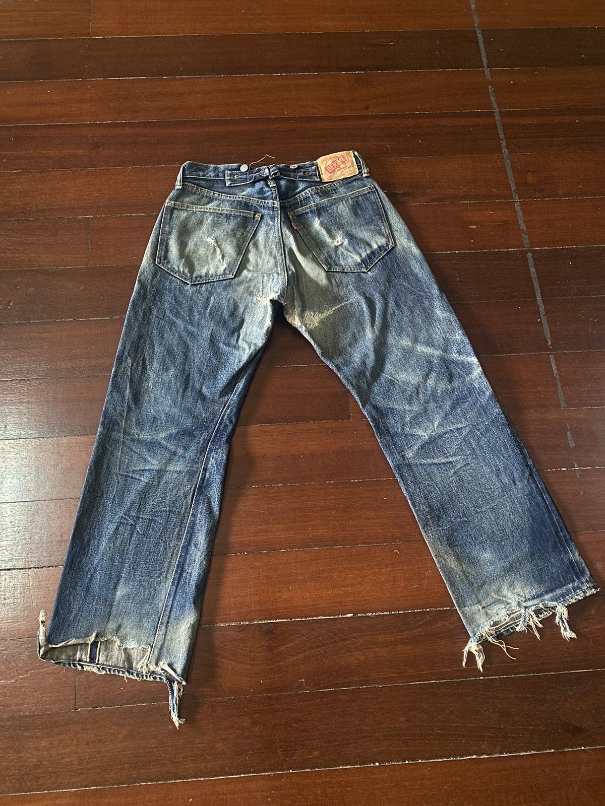 Vintage DENIME JAPAN Vintage Honeycomb Rusty distressed rework B1 Size US 31 - 8 Thumbnail