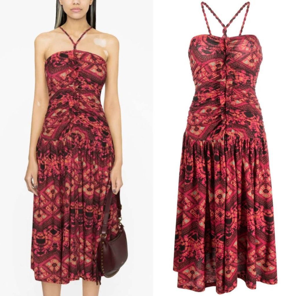 Ulla Johnson NEW Ulla Johnson Dress Marcella Wild Rose Pink Print Halter Size XS / US 0-2 / IT 36-38 - 1 Thumbnail
