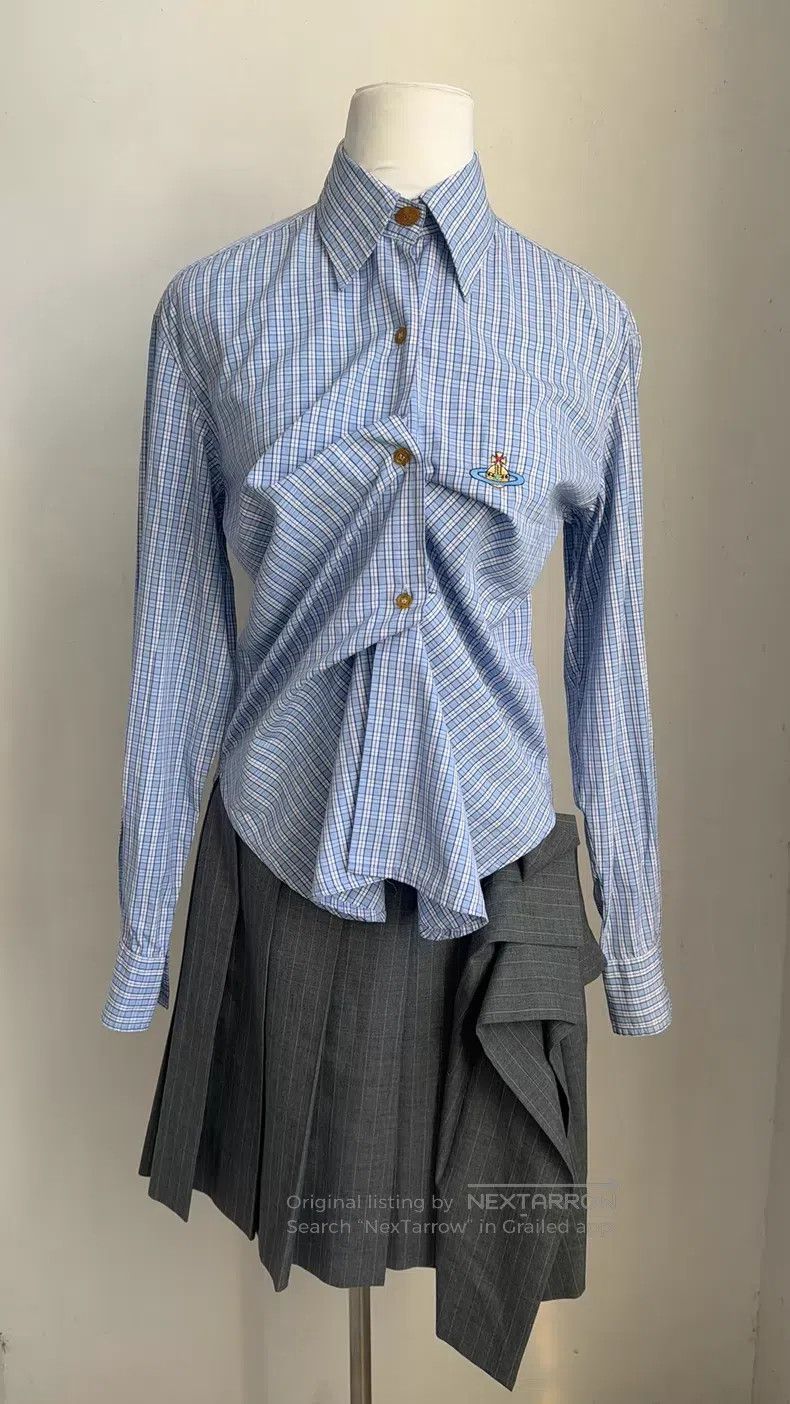 Vivienne Westwood Vivienne Westwood Blue and white checkered shirt Size M / US 6-8 / IT 42-44 - 2 Thumbnail