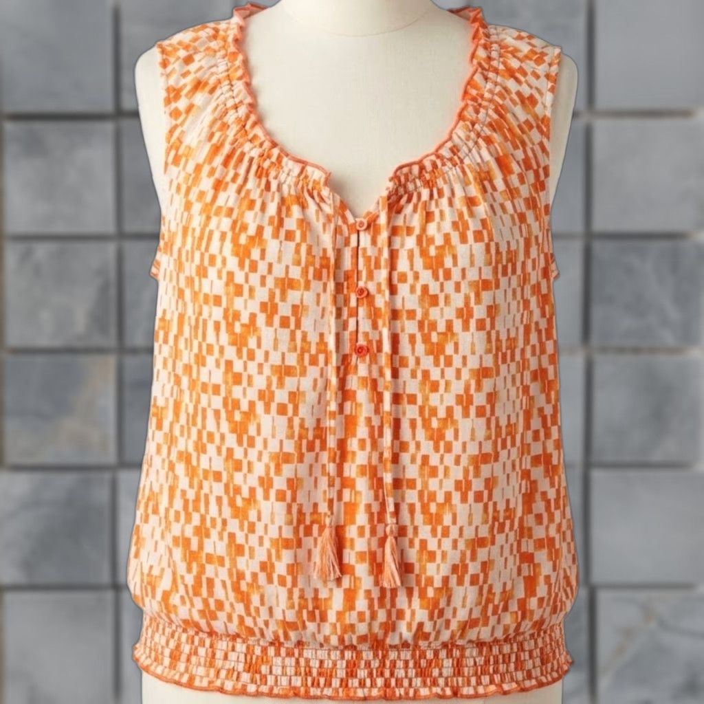 Faded Glory Faded Glory Tank 4X Plus Size Orange Geometric Sleeveless Scoop Neck Tunic Women Summer Spring Fall Winter Pilling Size XXL / US 16-18 / IT 52-54 - 1 Thumbnail