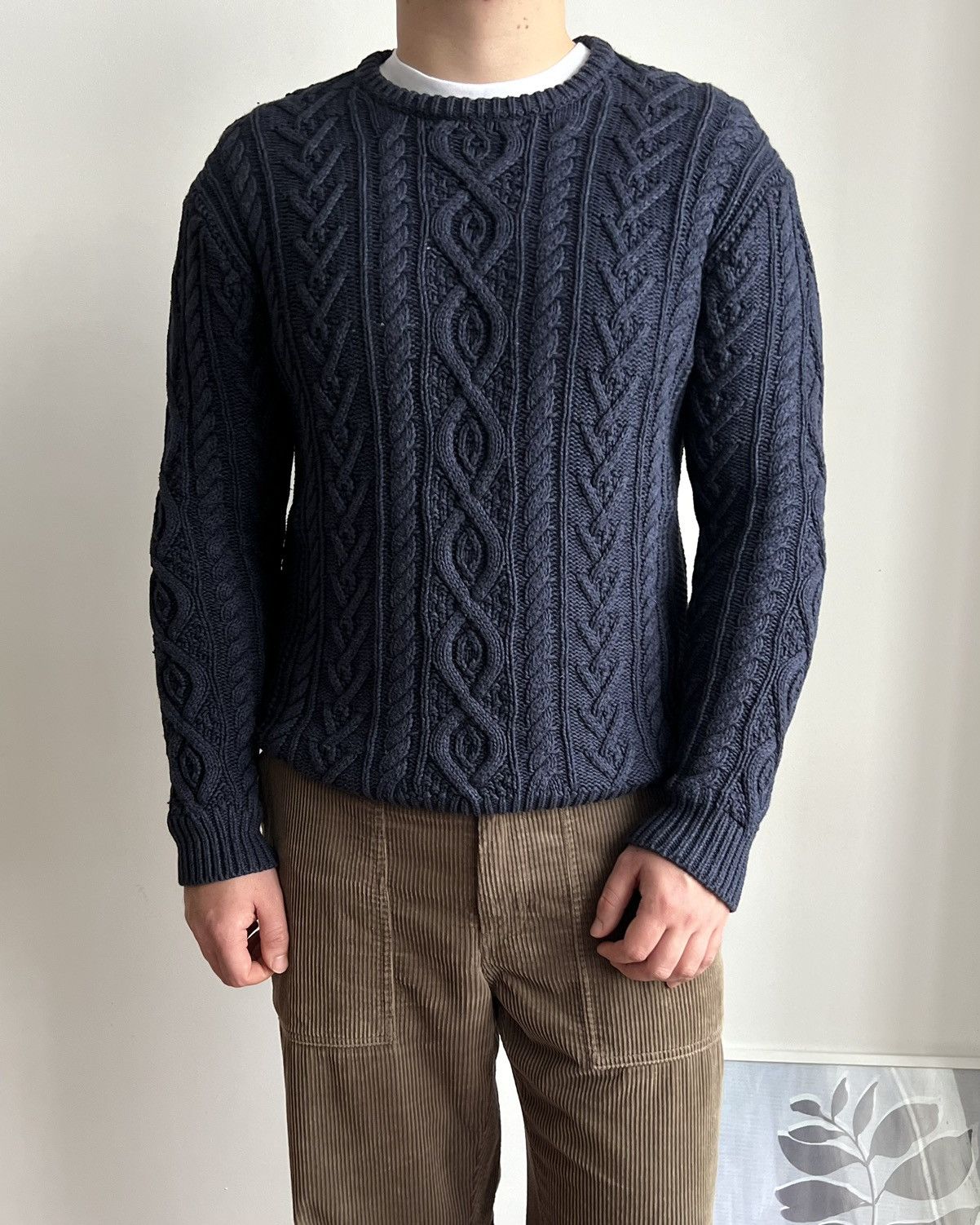 Polo Ralph Lauren Polo by Ralph Lauren Aran Heavy Knitted Indigo Sweater Size US L / EU 52-54 / 3 - 2 Thumbnail