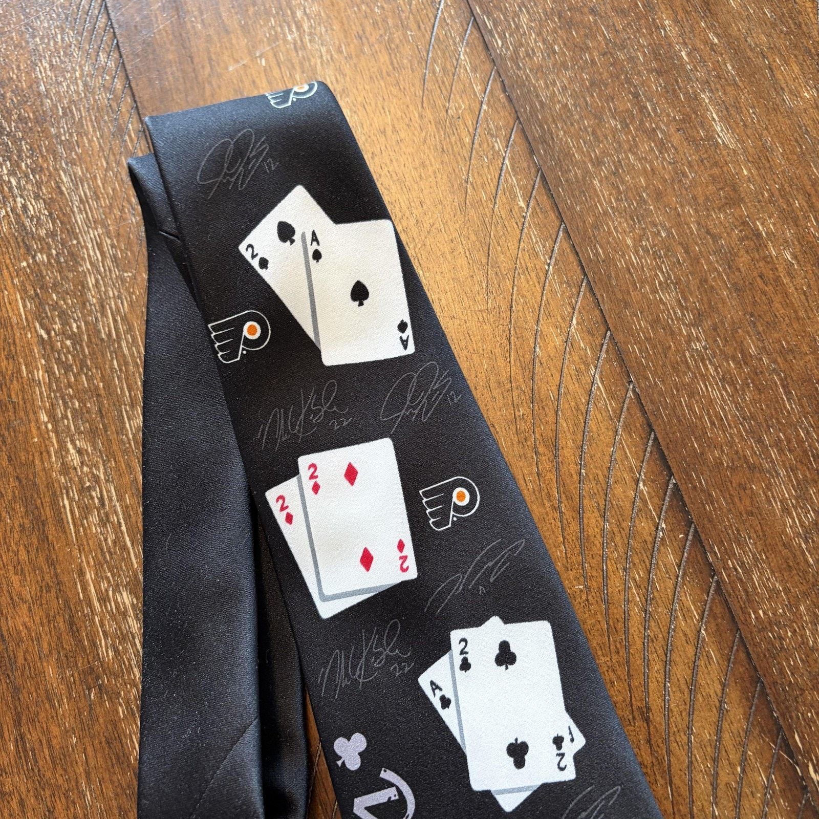 Vintage Philadelphia Flyers Tie Mens Hockey Deuces Wild Playing Card Size ONE SIZE - 5 Thumbnail