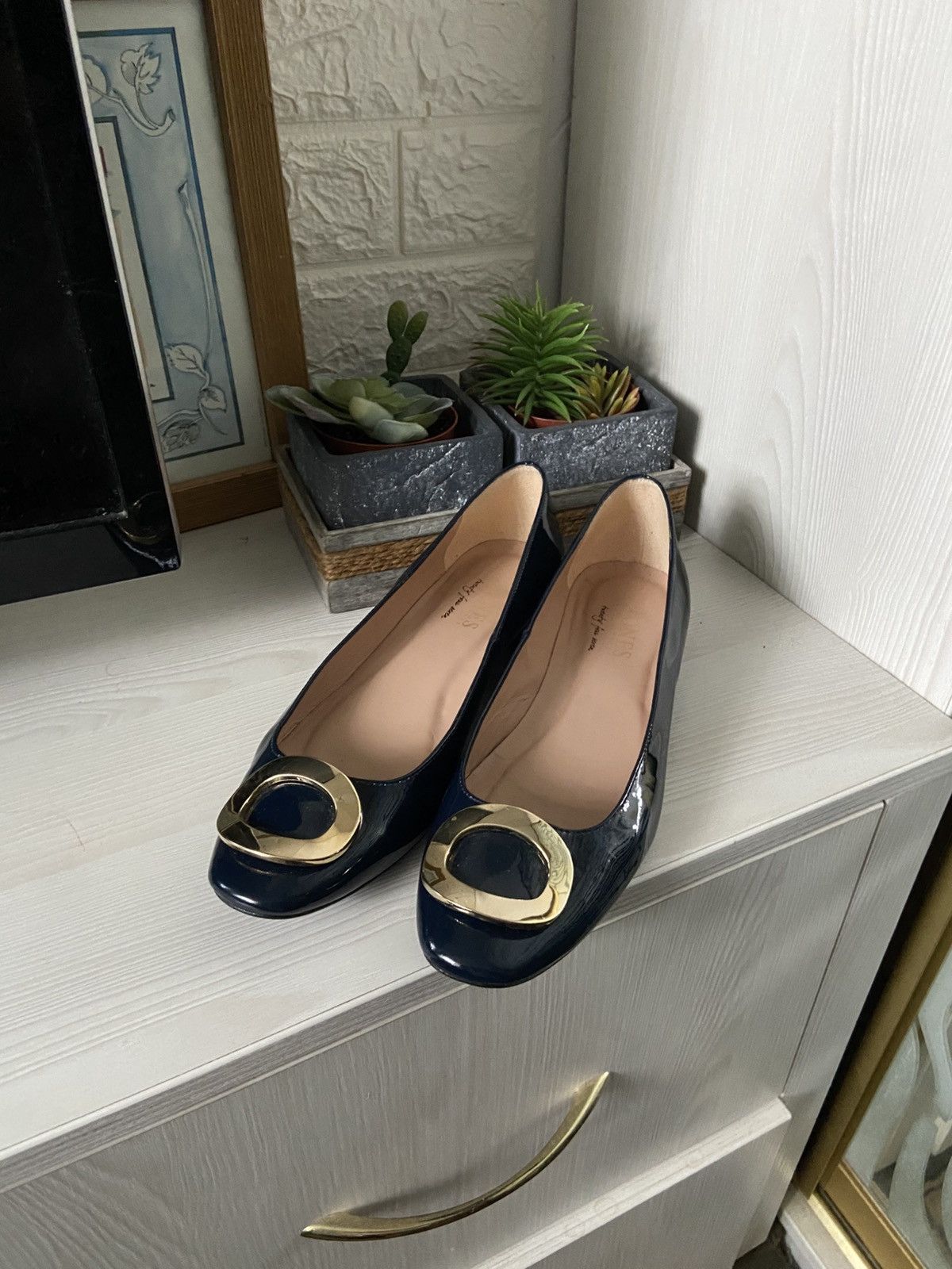 Other Jones Bootmaker Navy Patent Leather Flats / Loafers 40 Size US 9 / IT 39 - 1 Thumbnail