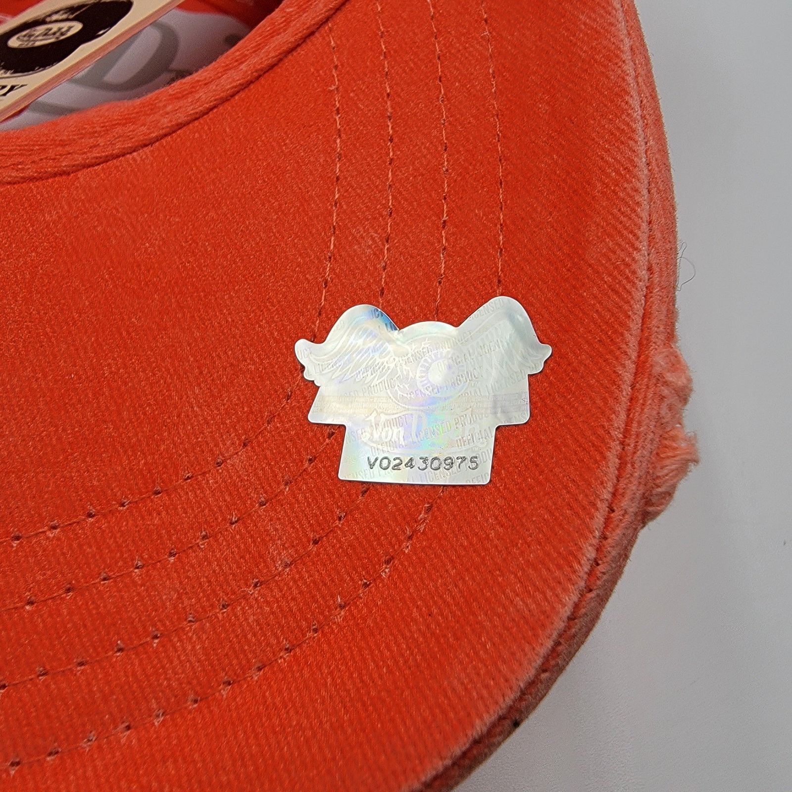 Von Dutch Von Dutch Distressed Denim Adjustable Dad Cap in Orange Size ONE SIZE - 6 Thumbnail